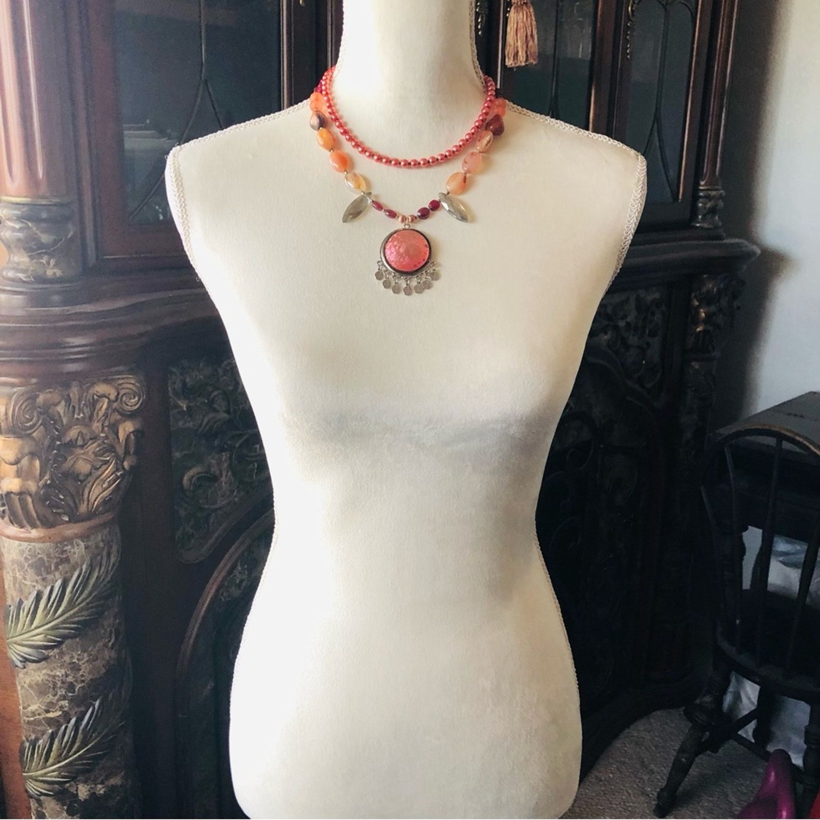 Handmade Handcrafted repurpose double strand carnelian necklace Size ONE SIZE - 6 Thumbnail