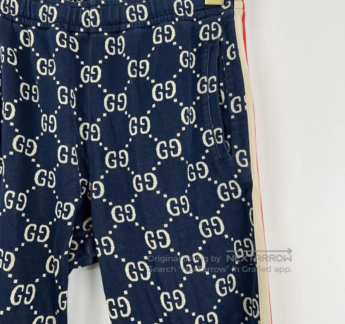 Gucci Blue Patterned Casual Sweatpants with Stripes. Size US 30 / EU 46 - 4 Thumbnail