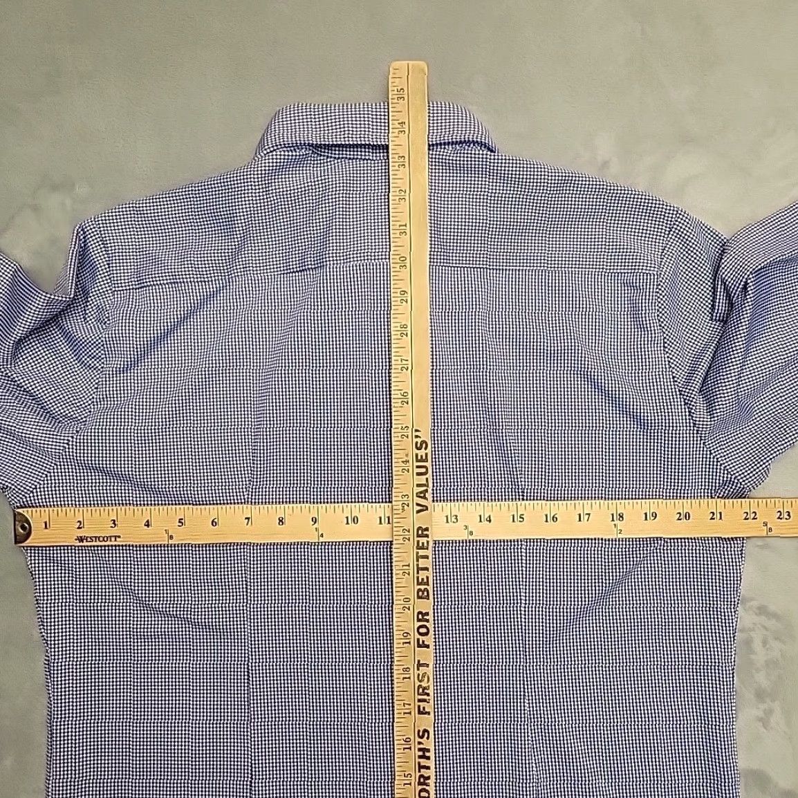 Mizzen+Main VINTAGE Mizzen+Main Shirt XL Tall Trim Fit Blue Micro Check Spinnaker Long Sleeve USA Size US XL / EU 56 / 4 - 6 Thumbnail