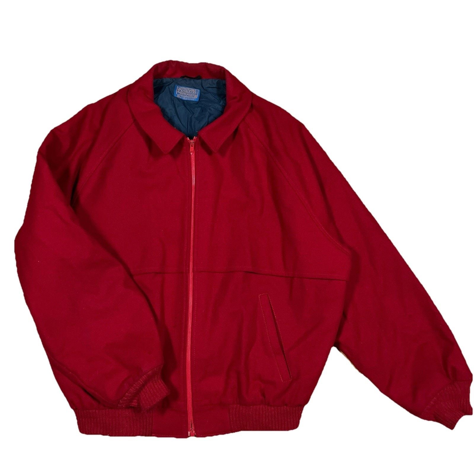 Pendleton VTG Pendleton Wool Sz XL Red Bomber Jacket USA Made Talon Size US XL / EU 56 / 4 - 1 Thumbnail