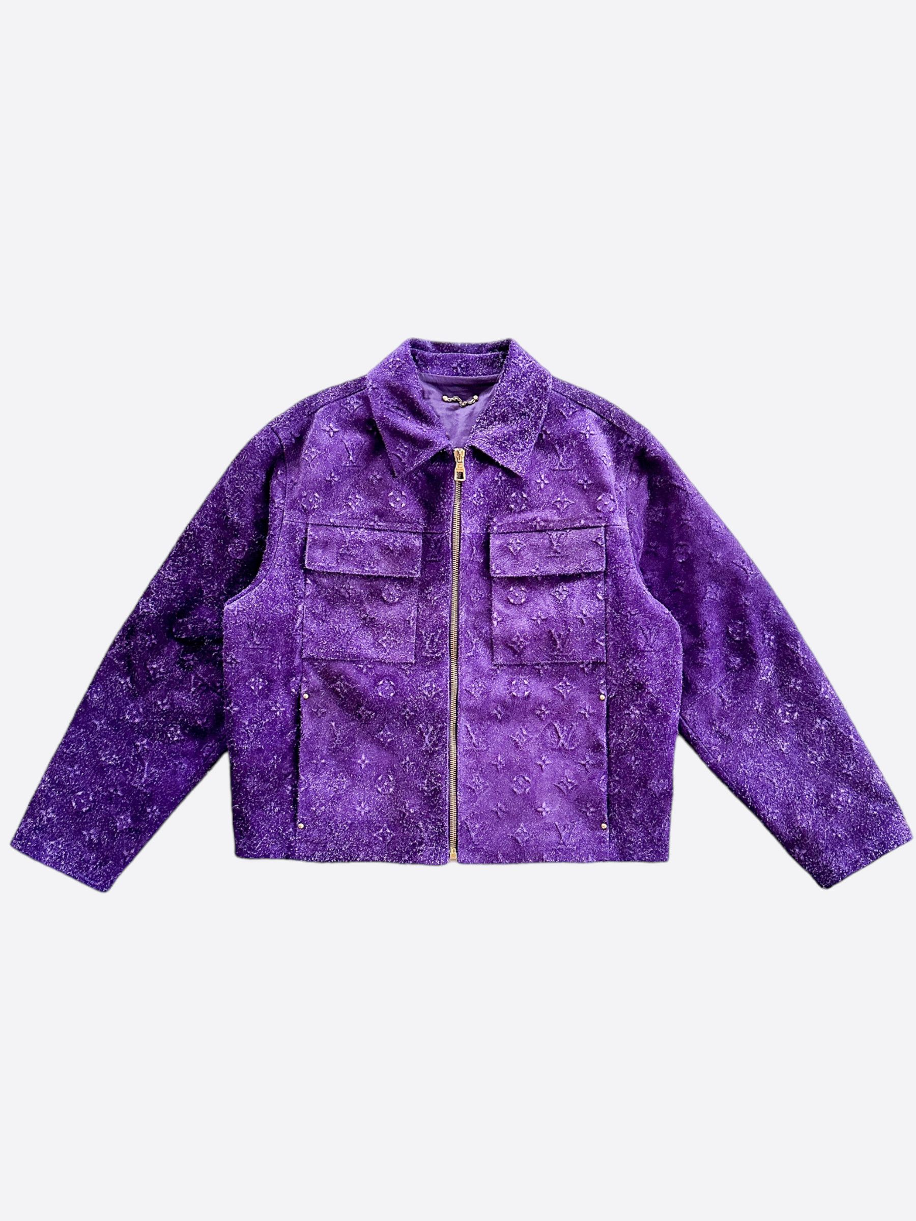 image of Louis Vuitton Purple Embossed Monogram Suede Workwear Jacket, Men's (Size 2XL)