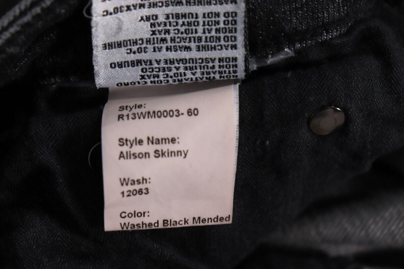 R13 R13 US27 Washed Black Mended Allison Skinny Jeans Distressed Size 27" / US 4 / IT 40 - 11 Thumbnail