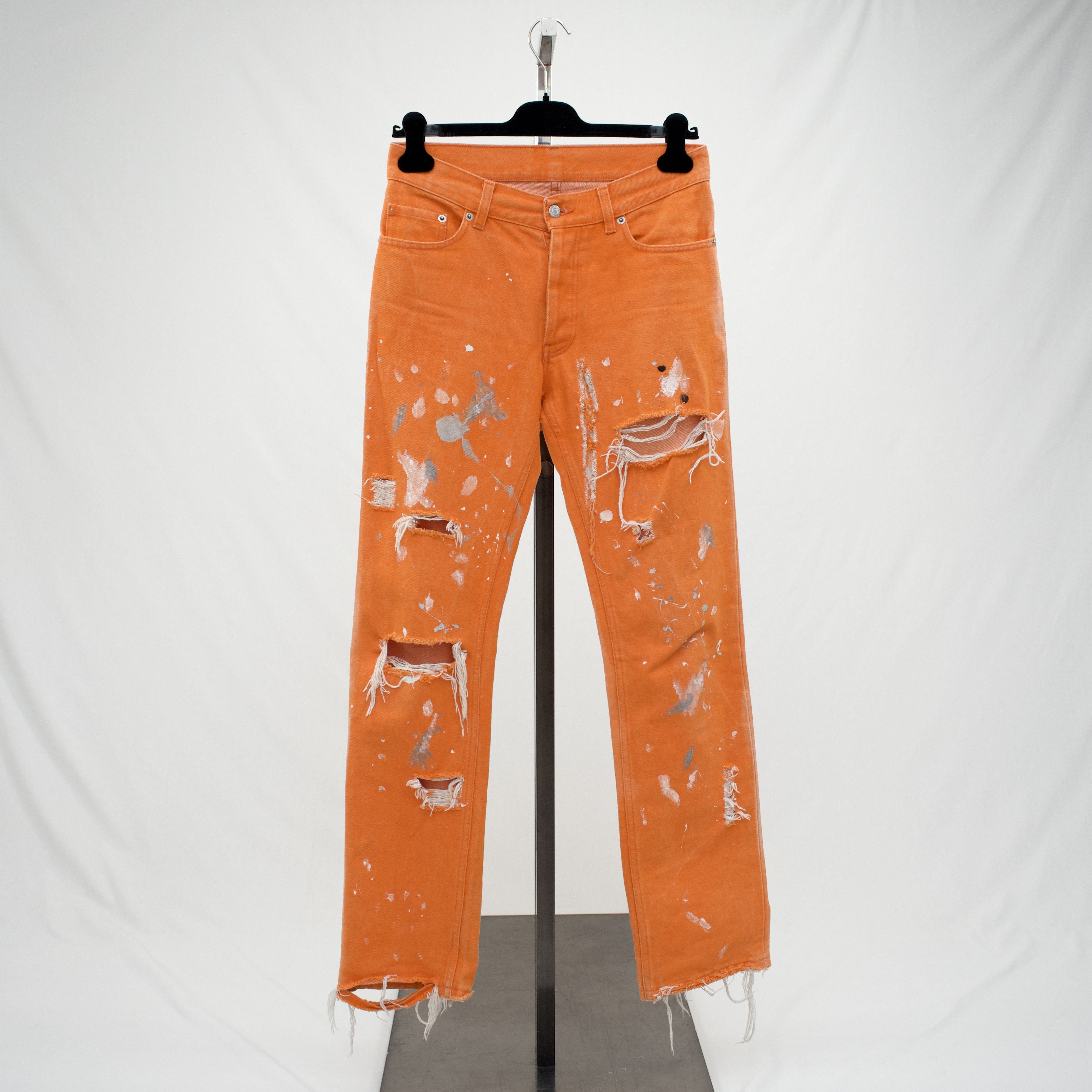 S/S 2000 Safety Orange Painted Jeans