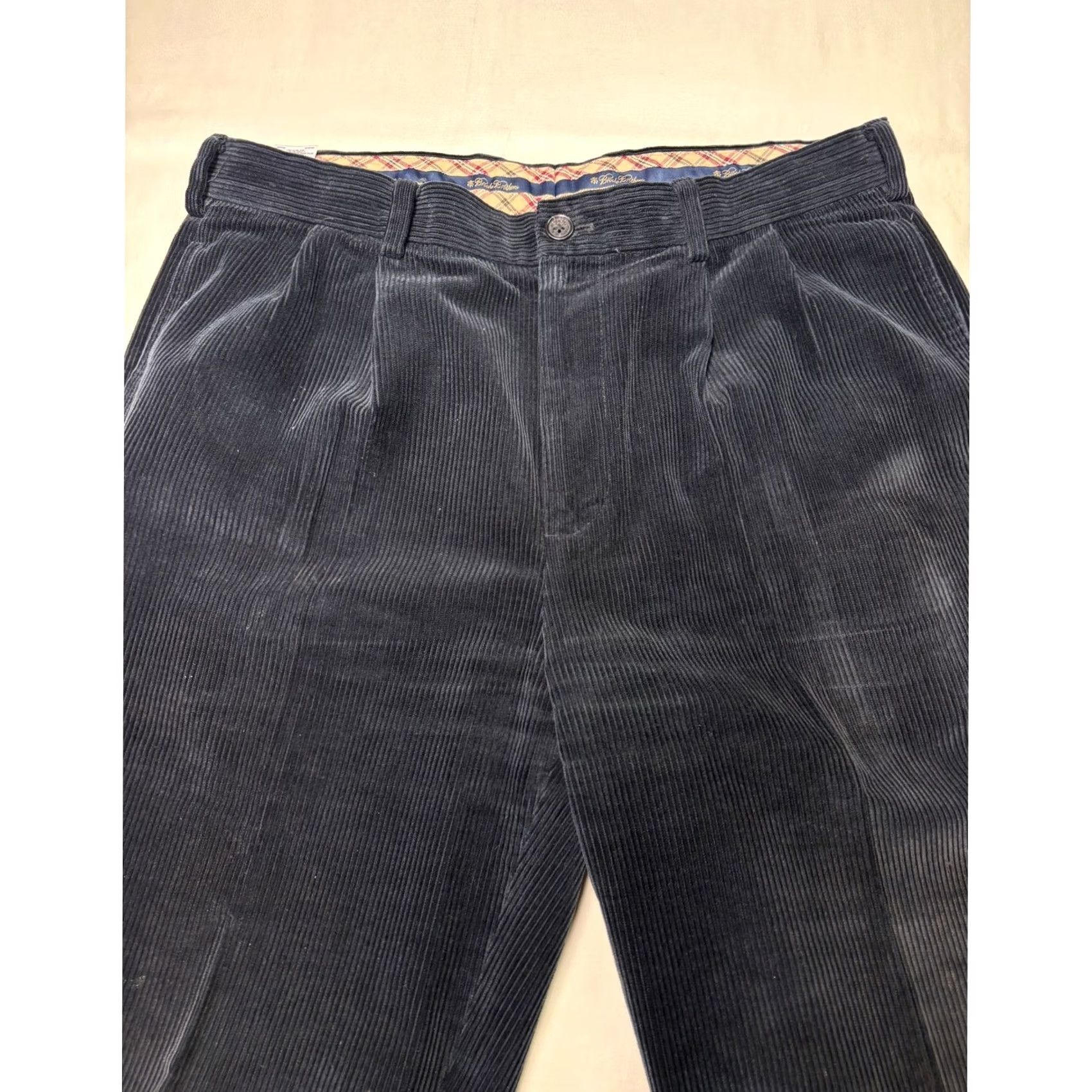 Brooks Brothers Brooks Brothers Elliot Corduroy Pants Mens 36x32 Navy Blue Pleated Cuffed Cotton Dress Pants Slashed Pocket Button Zipper Relaxed Straight Sailor? Size US 36 / EU 52 - 2 Thumbnail