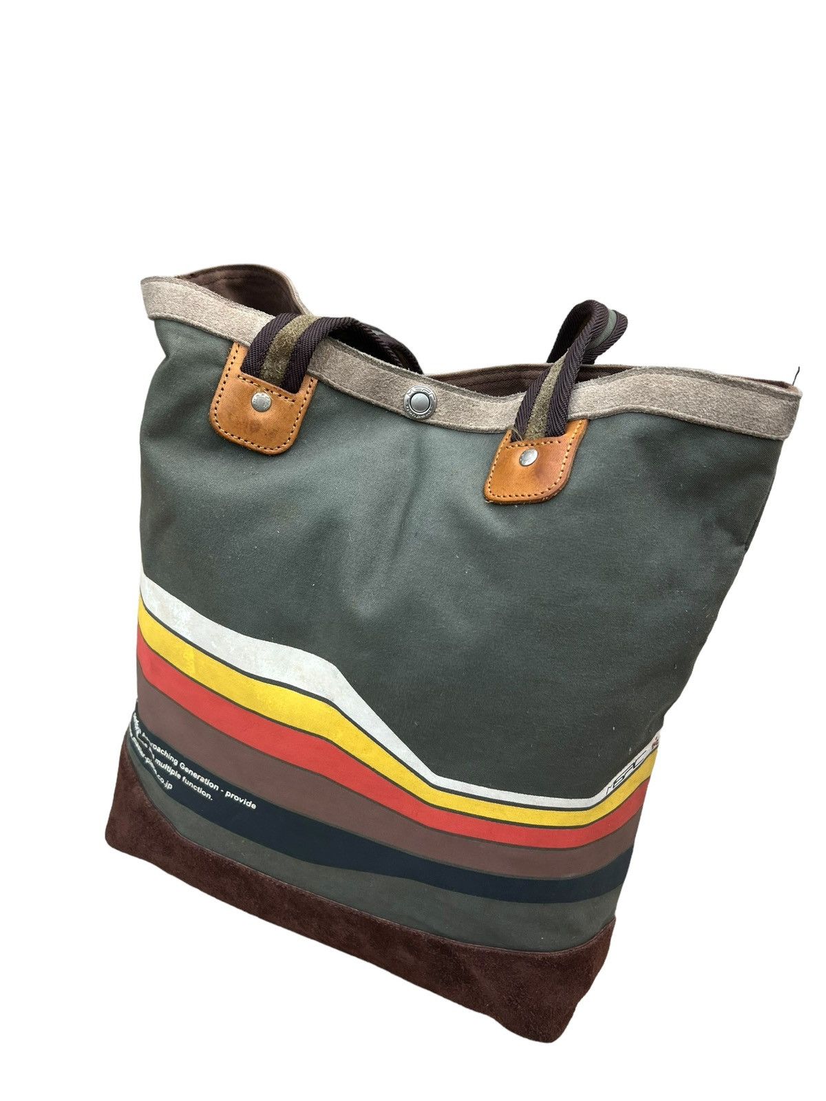MasterPiece VTG Masterpiece Japan Fade Stains Canvas Leather Tote Bag Size ONE SIZE - 18 Thumbnail