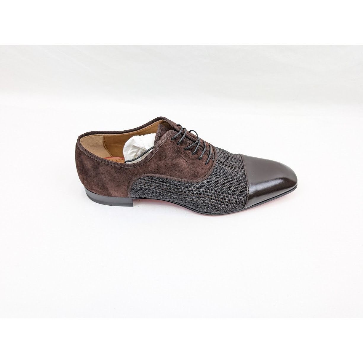 Christian Louboutin o1rshd1 Patent Calf Tresse Provence Lace Up Shoes Dark Brown Size US 11.5 / EU 44-45 - 1 Thumbnail