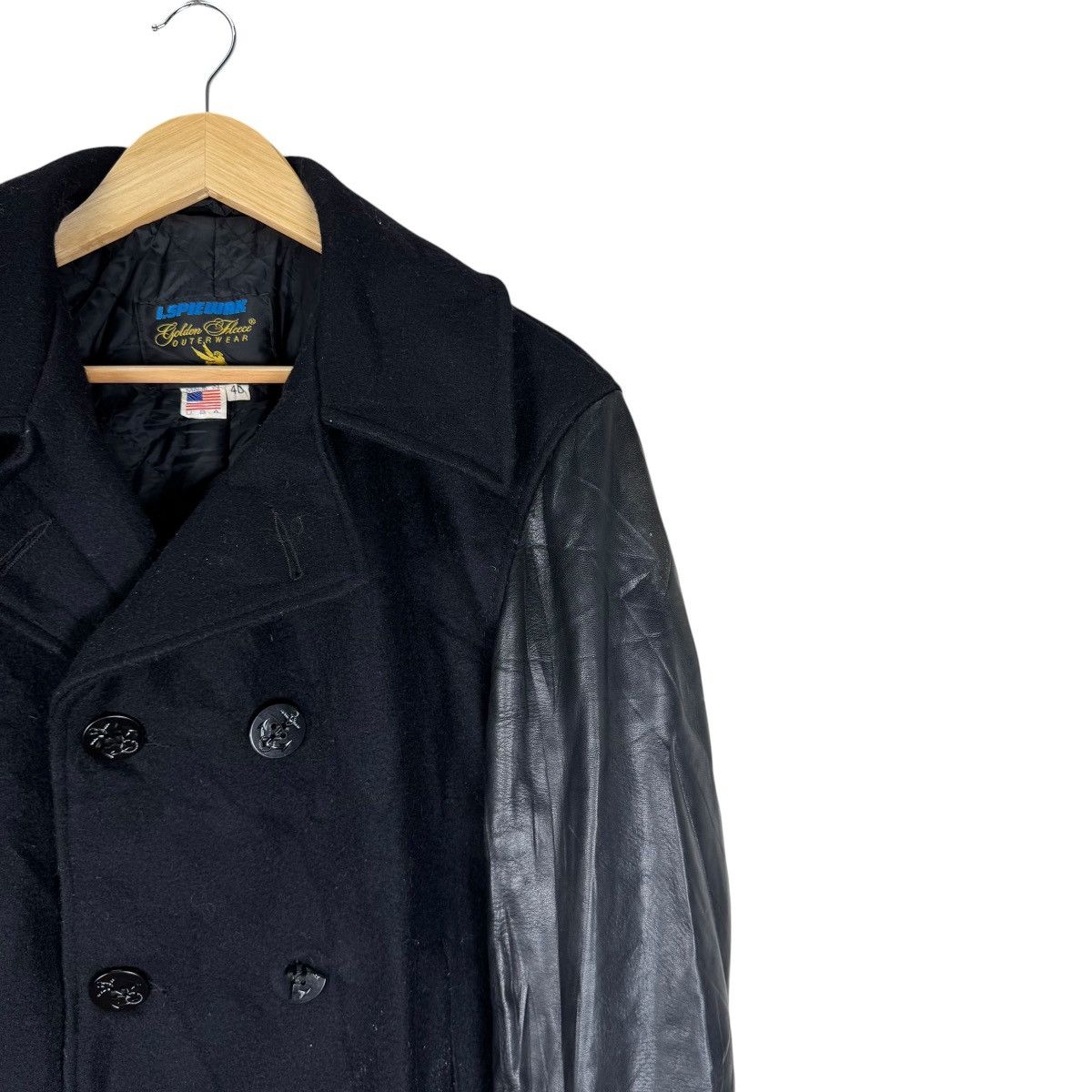 I. Spiewak And Sons ☀️I SPIEWAK SONS LEATHER PART PEACOAT JACKET Size US M / EU 48-50 / 2 - 2 Thumbnail