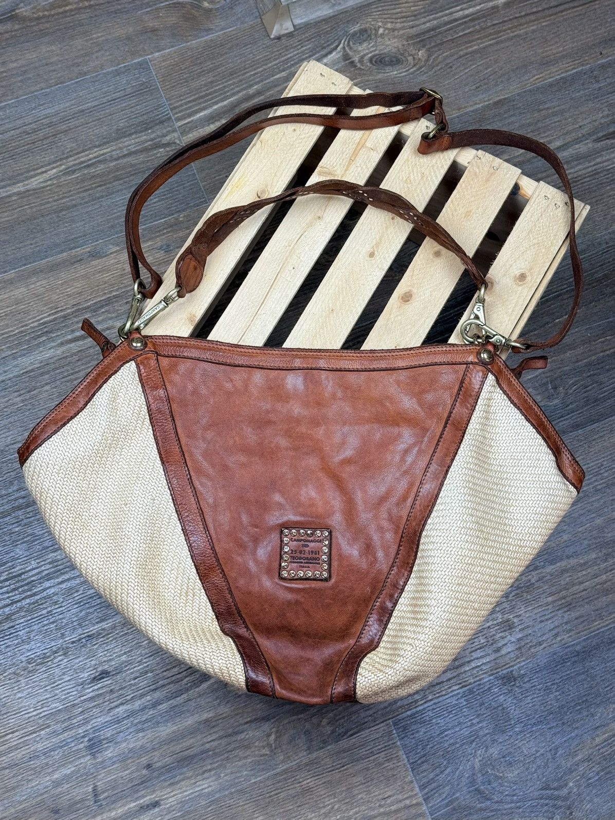 Campomaggi Campomaggi Anna Brown Leather Woven Handbag Crossbody Size ONE SIZE - 1 Thumbnail