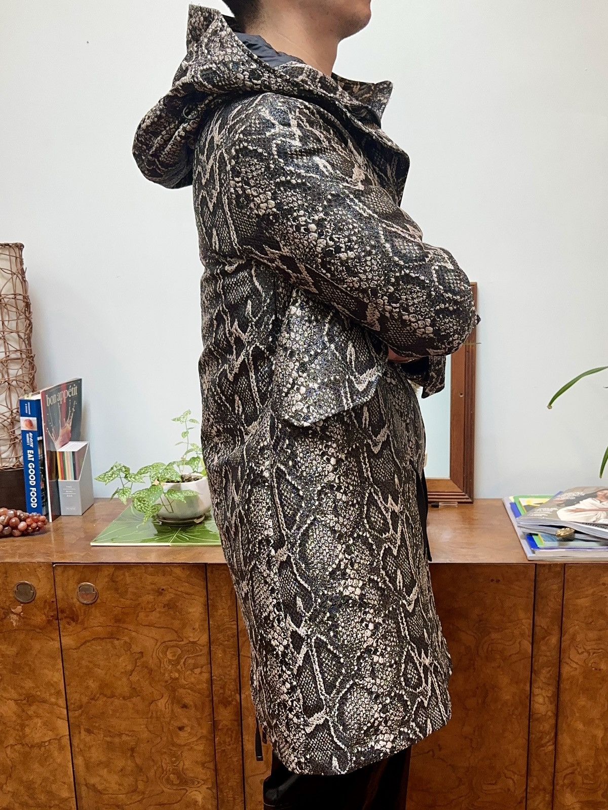 Moncler Metallic Snakeskin Jacquard Down Coat Size US S / EU 44-46 / 1 - 5 Thumbnail