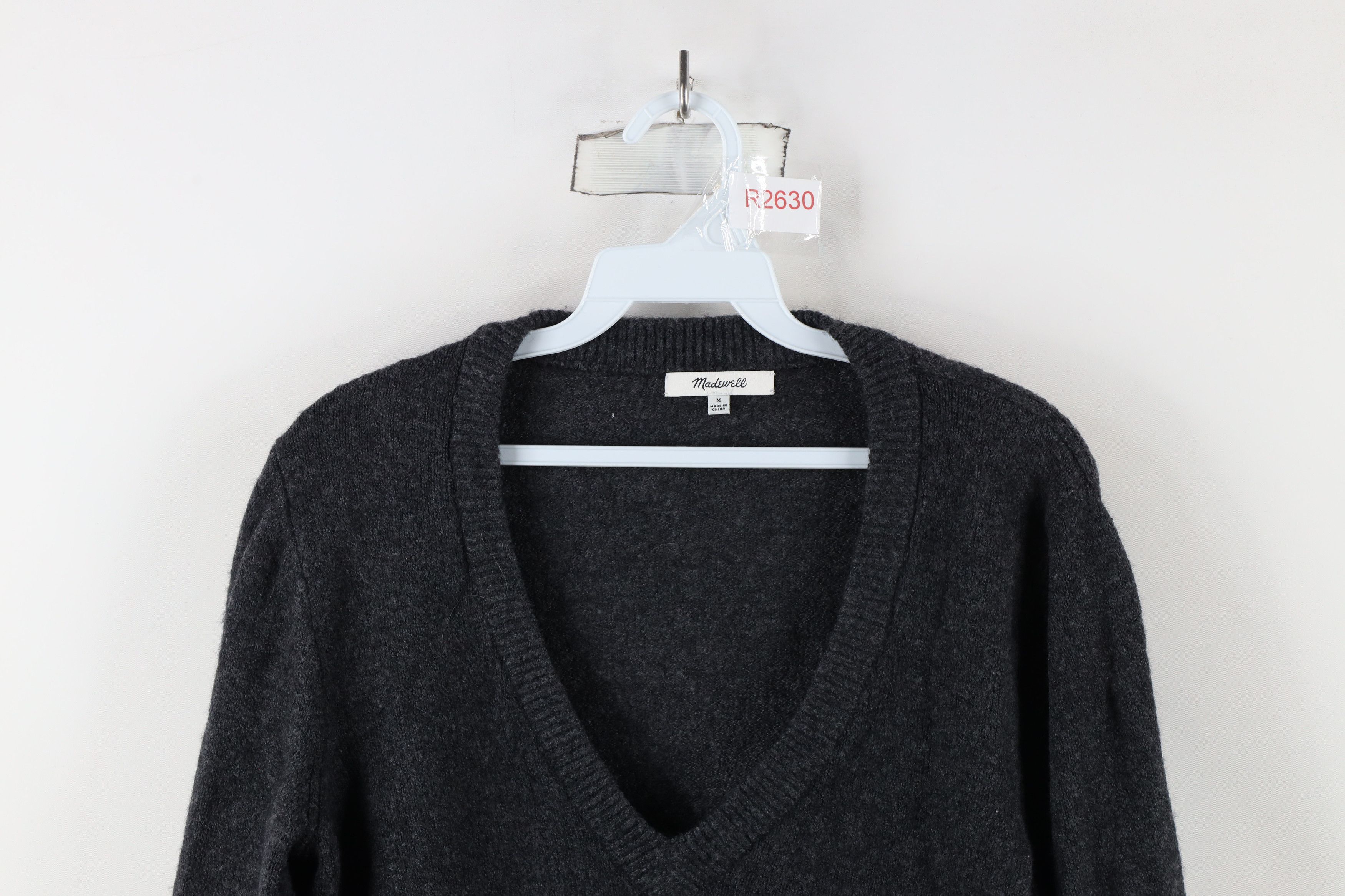 Madewell × Vintage Madewell Yarn Wool Blend Knit Dashwood V-Neck Sweater Gray Size M / US 6-8 / IT 42-44 - 2 Thumbnail