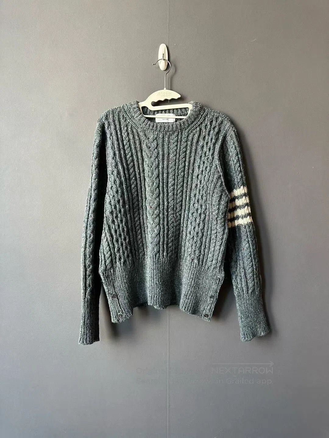 Thom Browne Thom Browne Grey Cable Knit Sweater| Size US L / EU 52-54 / 3 - 1 Thumbnail