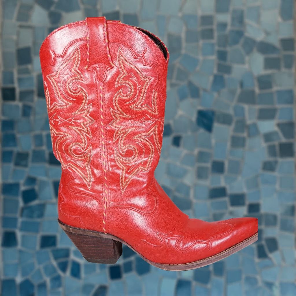 Durango Durango Crush Women's Western Boot Red 12" Fox Tip Collar US 10 M Rubber Outsole Embroidered Faux Leather Western Boot Size US 10 / IT 40 - 1 Thumbnail