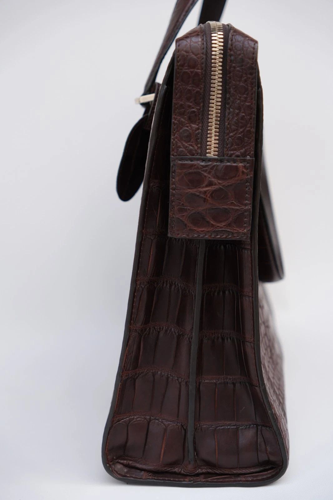 Testoni New A. Testoni Alligator Exotic Chocolate Brown Briefcase Size ONE SIZE - 3 Thumbnail