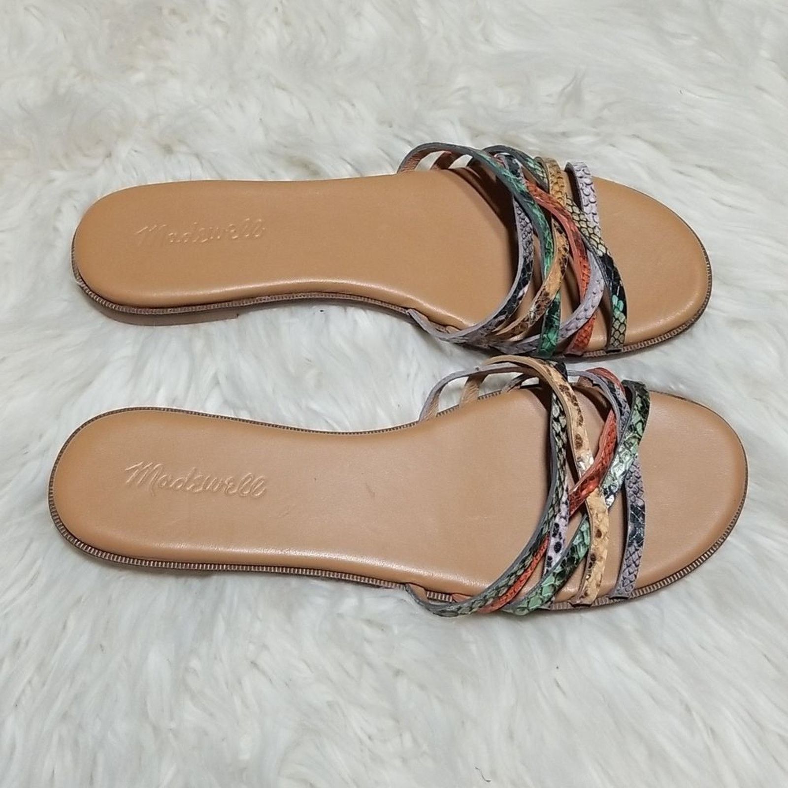 Madewell Madewell Tracie Snakeskin Print Leather Slide Sandals Size US 8 / IT 38 - 2 Thumbnail