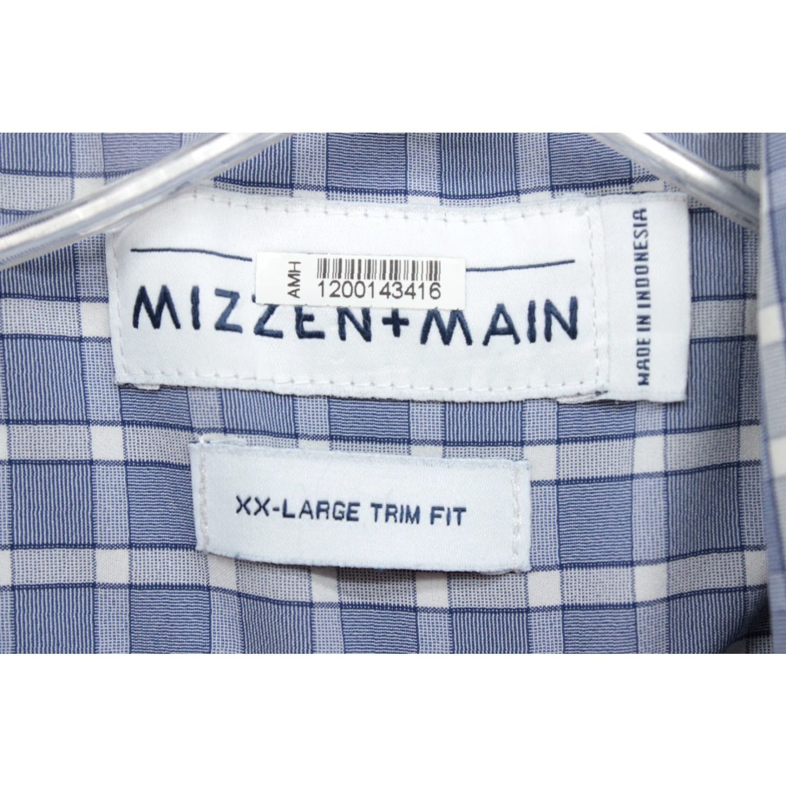 Mizzen+Main Mizzen+Main Shirt Mens 2XL Blue Leeward Trim Fit Plaid Wicking LS Button-Up, Casual, Office, Performance Size US XXL / EU 58 / 5 - 4 Thumbnail