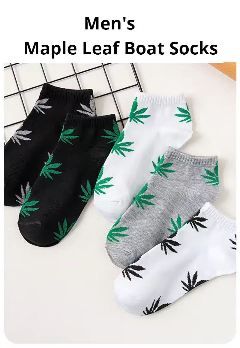 Vintage 5 Pairs Maple Leaf Men's Short Socks Version Trendy Size ONE SIZE - 1 Thumbnail