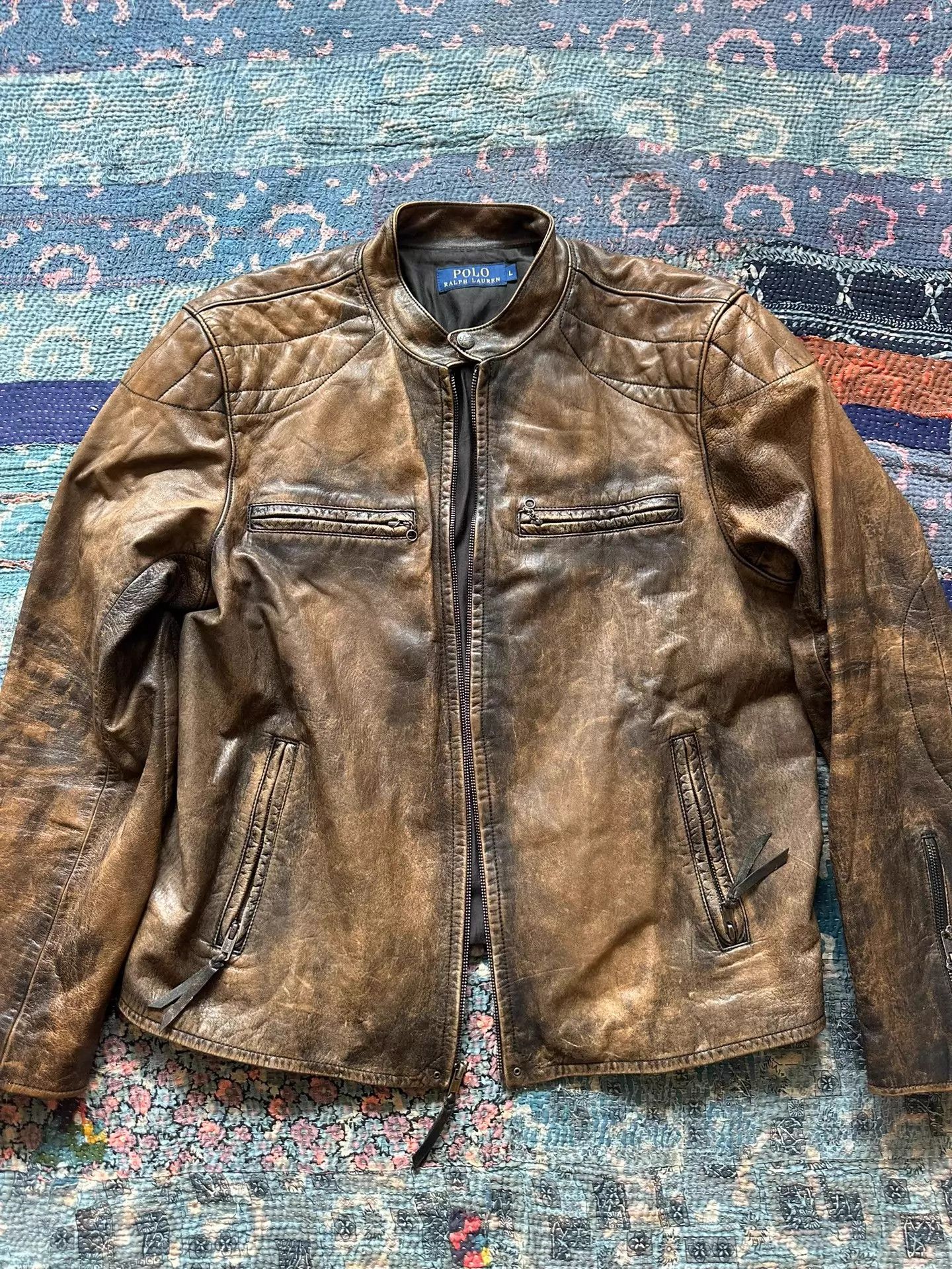 Polo Ralph Lauren Polo RL RRL Distressed Biker Leather Jacket L Size US L / EU 52-54 / 3 - 1 Thumbnail