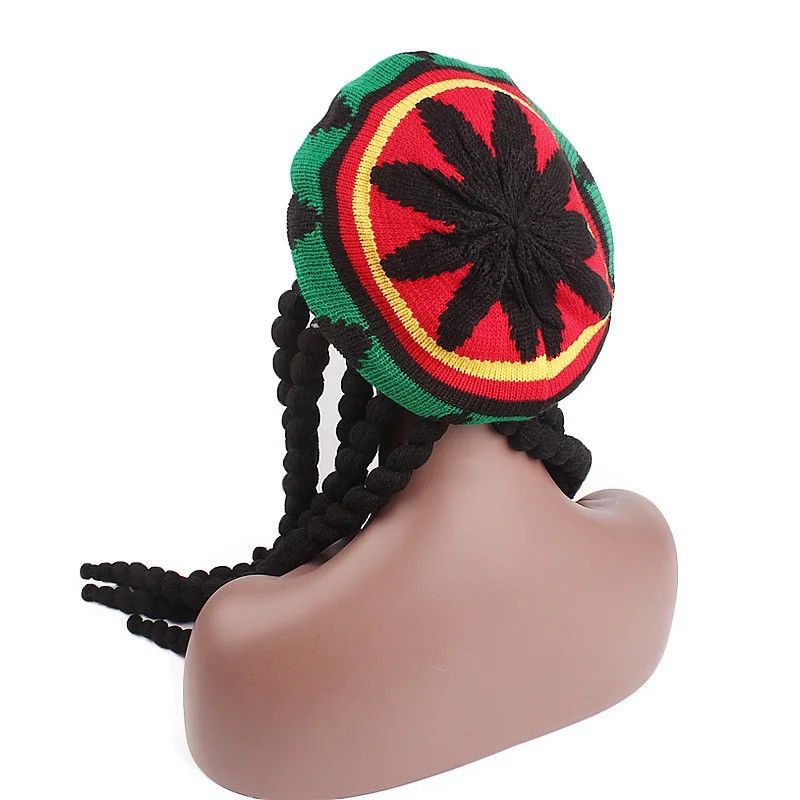 Designer Knitted Braid Hat Jamaican Bob Rasta Beanie Hats Size ONE SIZE - 6 Thumbnail