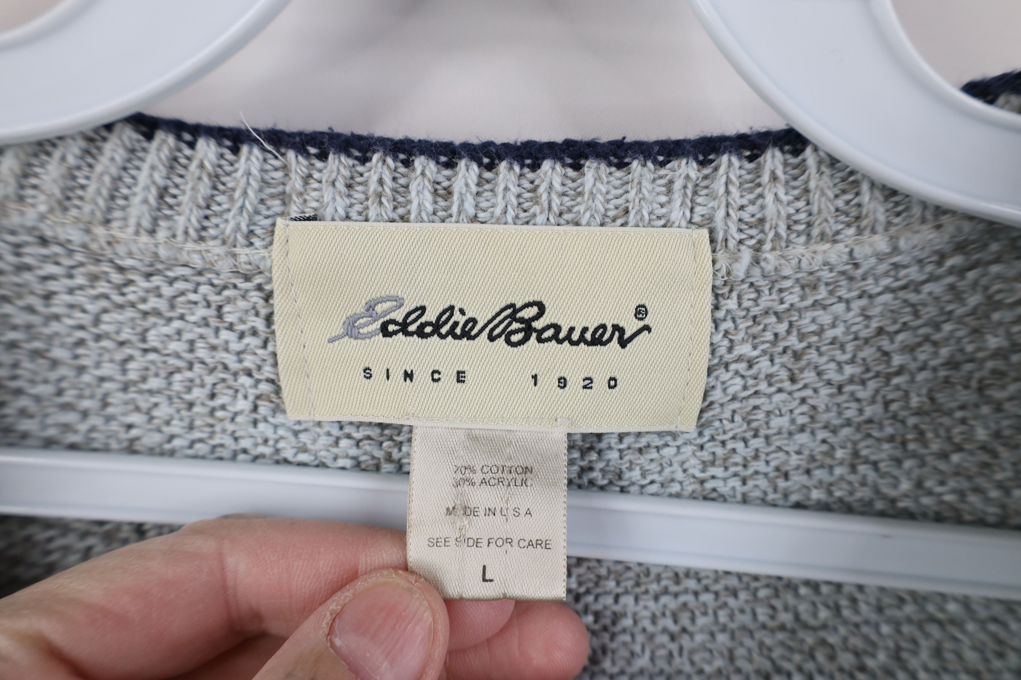 Eddie Bauer Vintage 90s Eddie Bauer Knit V-Neck Sweater Vest Gray USA Size US L / EU 52-54 / 3 - 4 Thumbnail