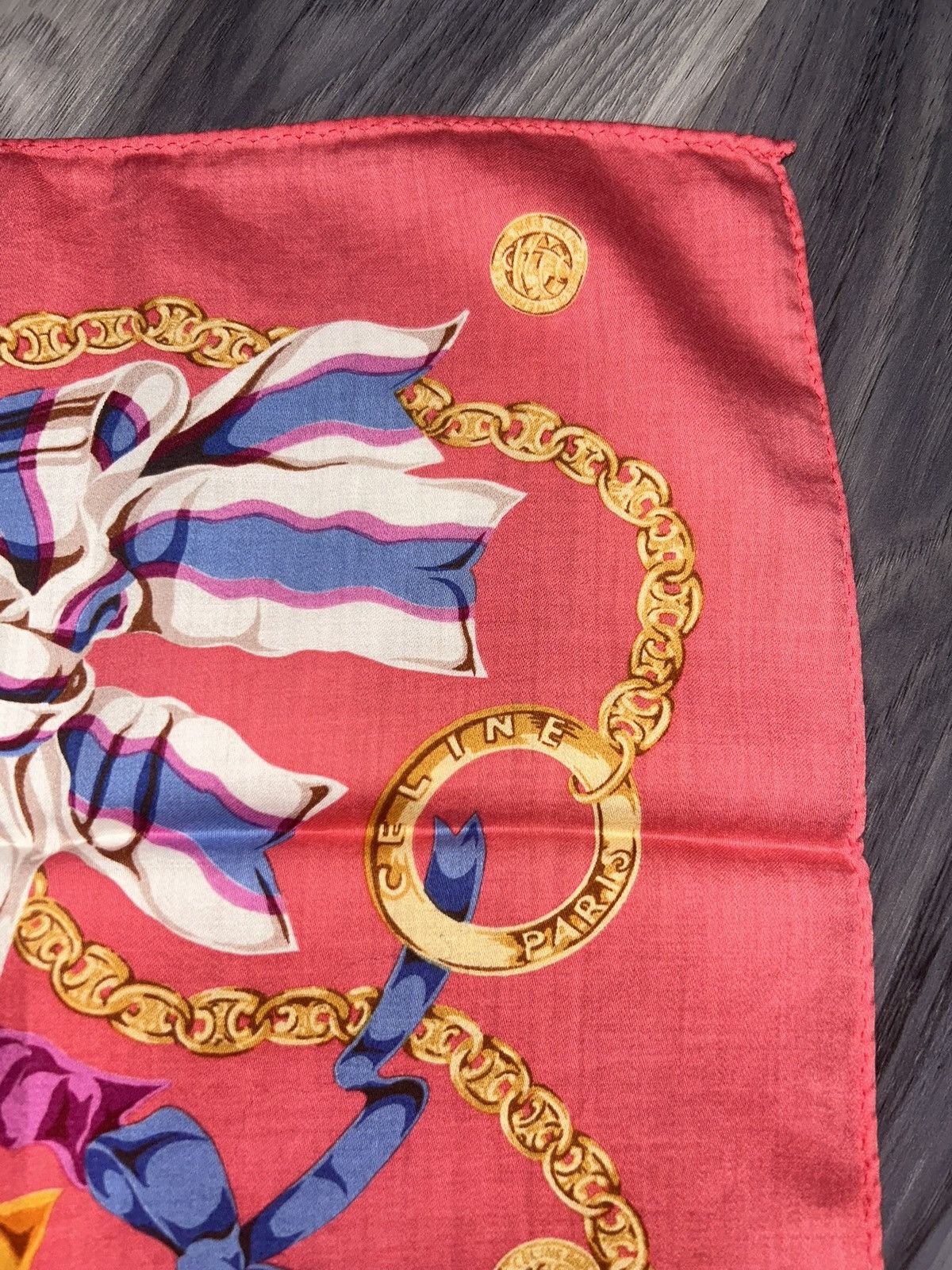 Celine Vintage Celine Pink Cotton Handkerchief w/ Chains & Ribbons Size ONE SIZE - 7 Thumbnail