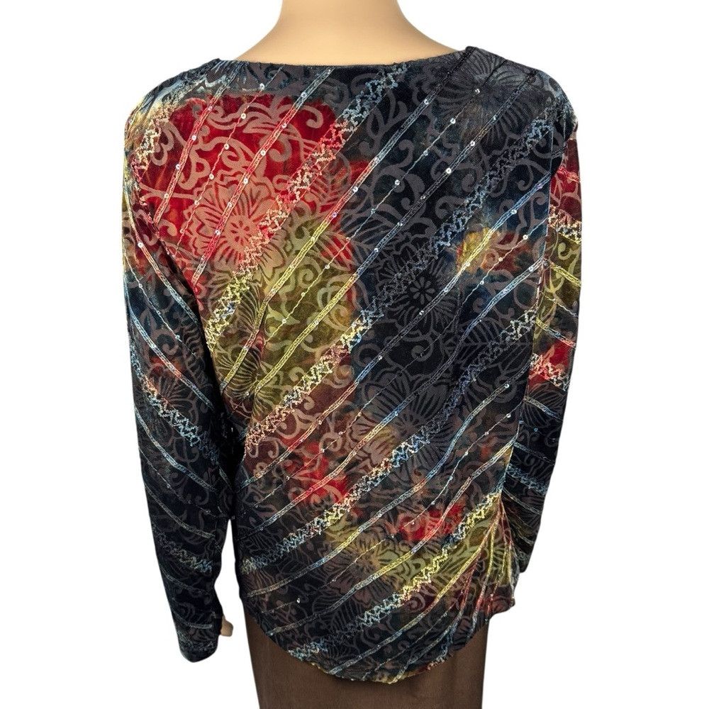Coldwater Creek New Coldwater Creek Velvet Burnout Long Sleeve Top Size L Size L / US 10 / IT 46 - 4 Thumbnail