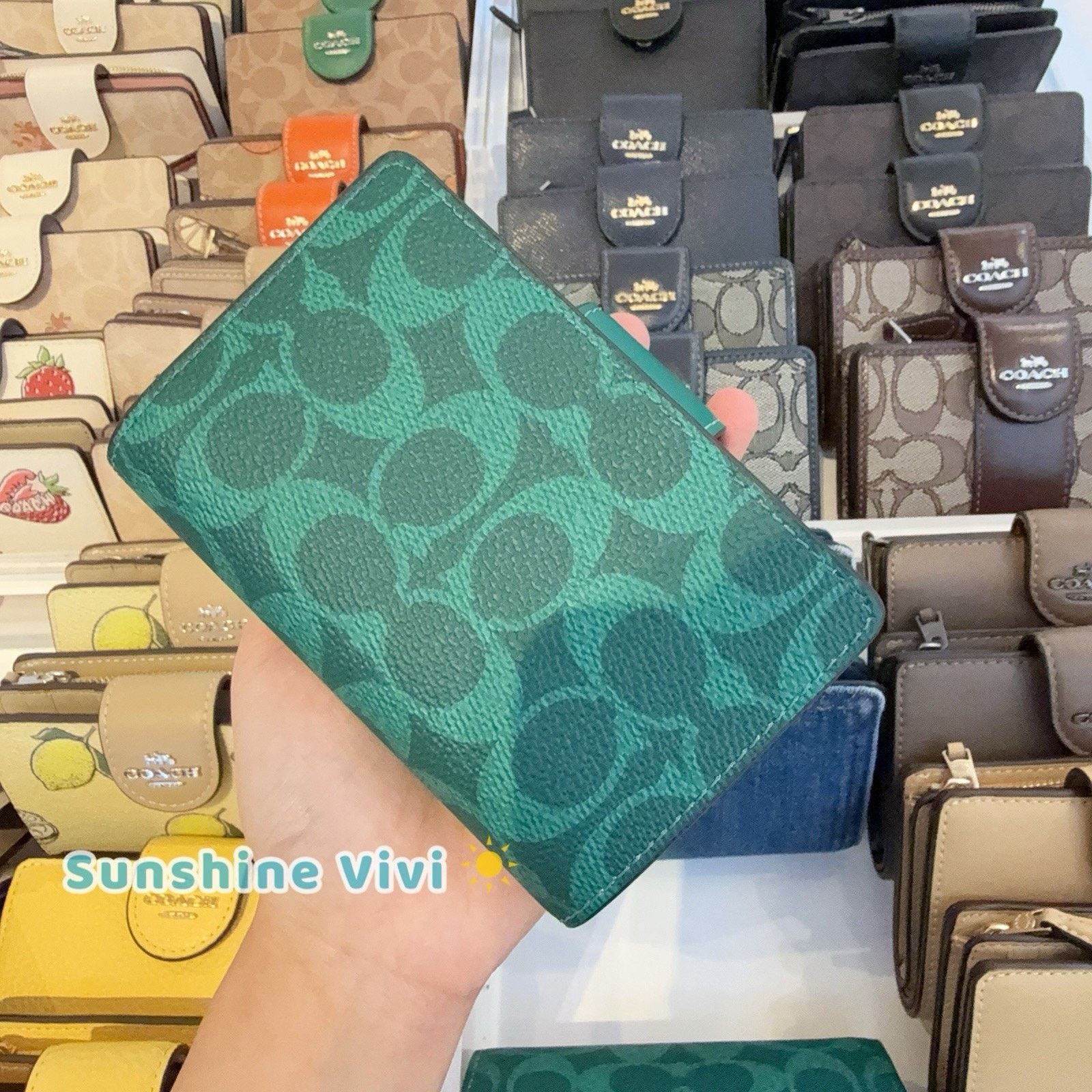 Coach NWT Coach Medium Corner Zip Wallet CW786 Silver/Bright Jade Size ONE SIZE - 3 Thumbnail