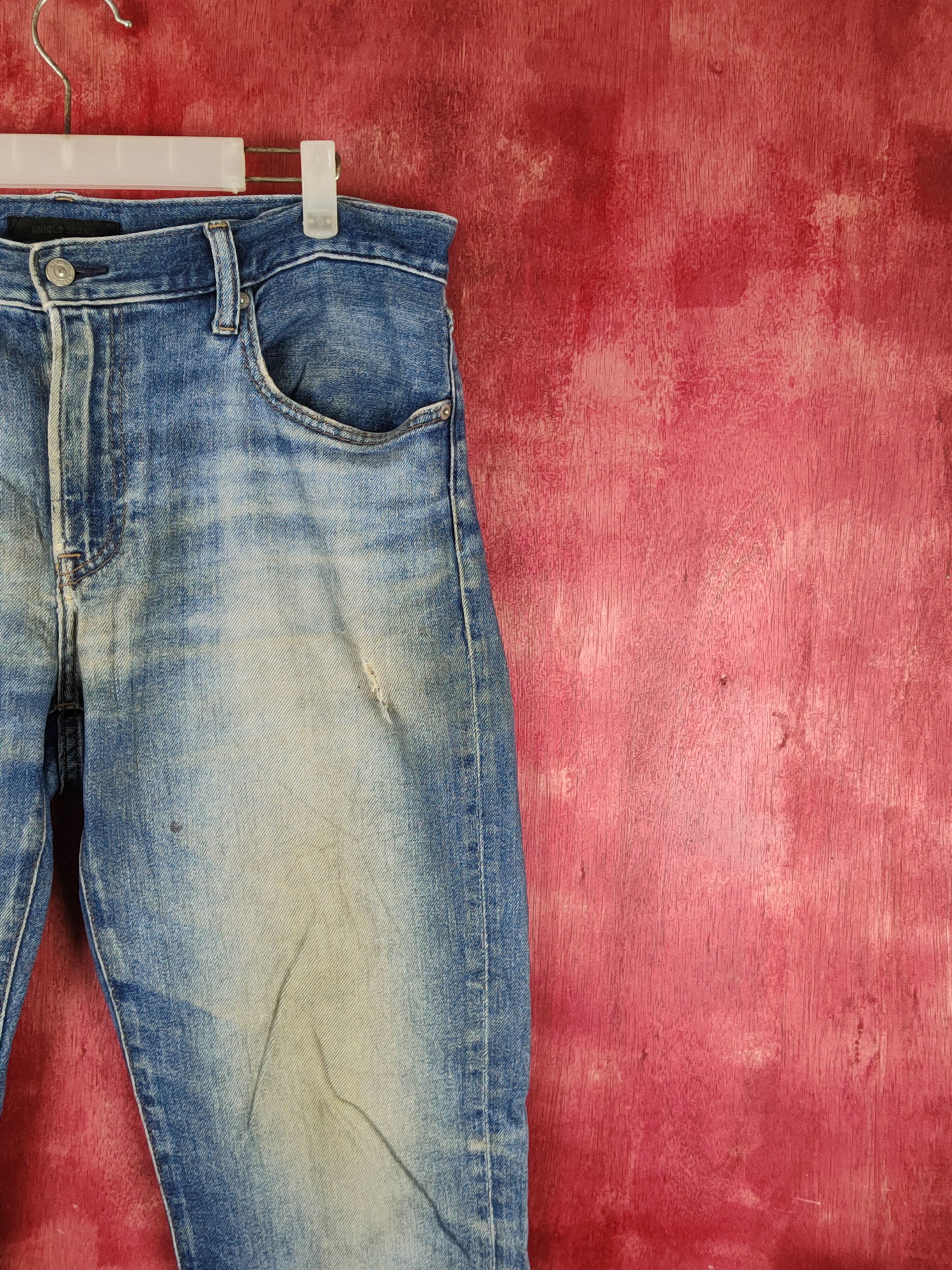 Japanese Brand Uniqlo Blue Distressed Ripped Jeans #S1638 Size US 34 / EU 50 - 5 Thumbnail