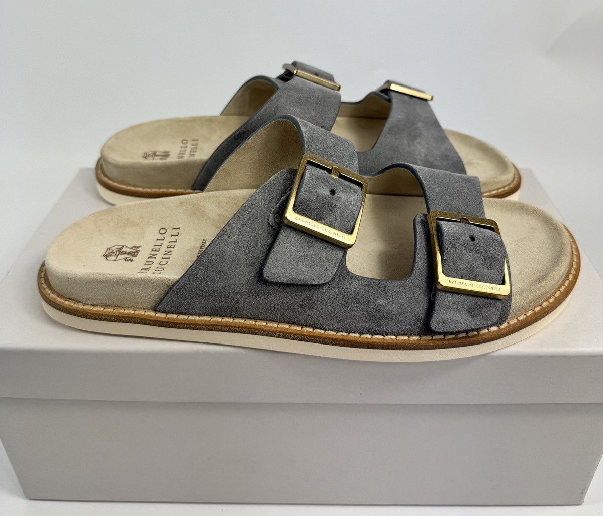 Brunello Cucinelli TWO STRAP SLIP ON SUEDE SANDALS Size US 10 / EU 43 - 6 Thumbnail