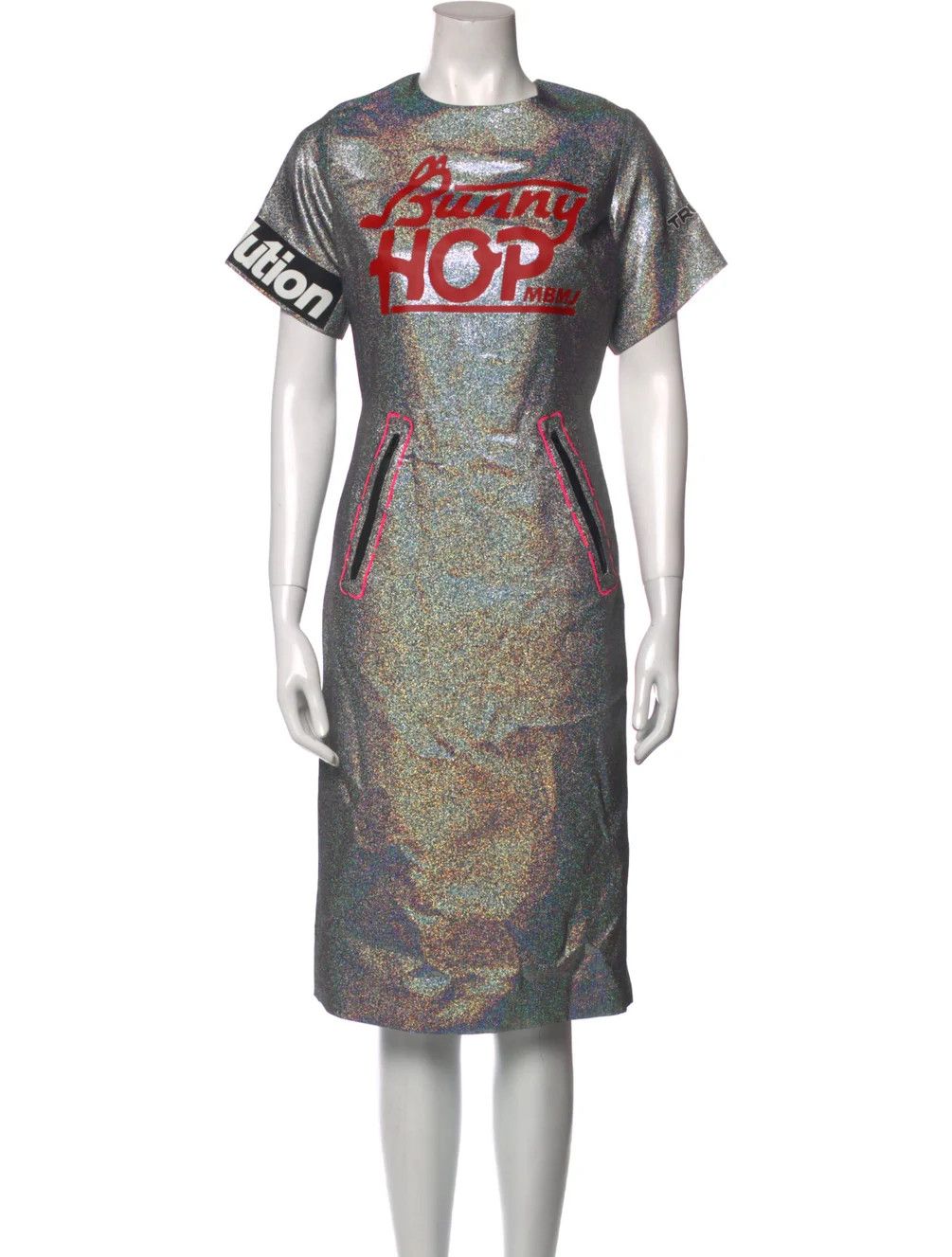 Image of Marc By Marc Jacobs Bunny Hop Metallic Holographic Dress, Women's (Size XS)