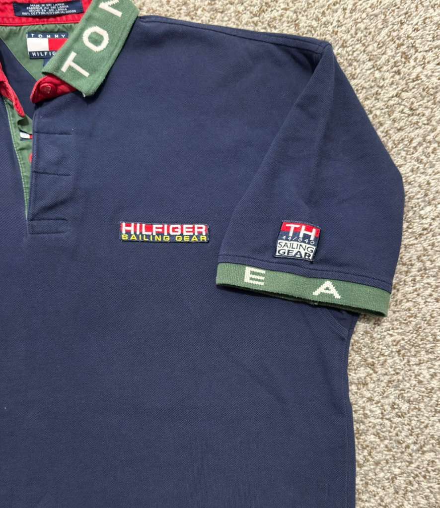 Tommy Hilfiger Vtg 90s Tommy Hilfiger colorblocked polo shirt navy Size L Size US L / EU 52-54 / 3 - 3 Thumbnail