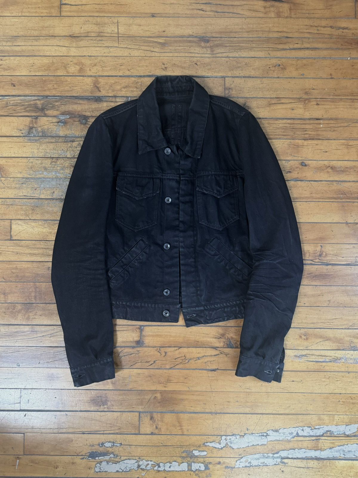 Pre-owned Rick Owens Olma & Mirta Black Overdye Denim Jacket