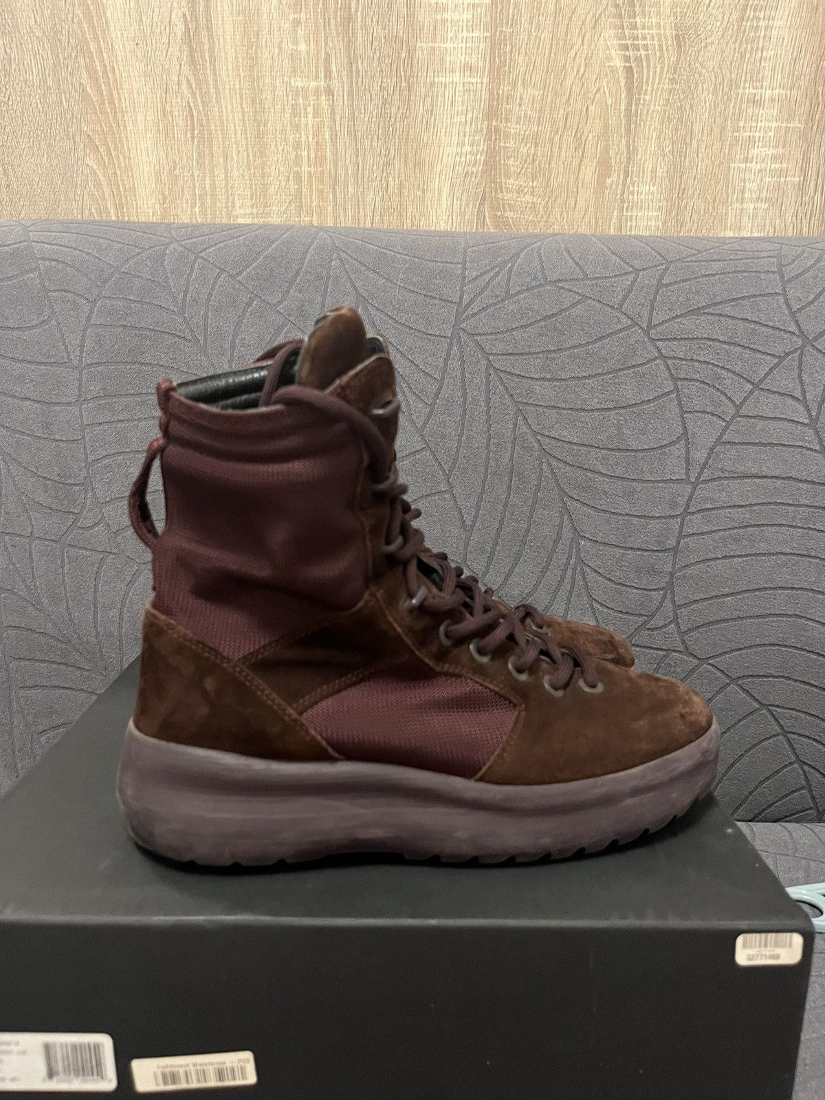 Adidas YEEZY SEASON 6 MILITARY COMBAT BOOTS BURGUNDY SUEDE KANYE ...