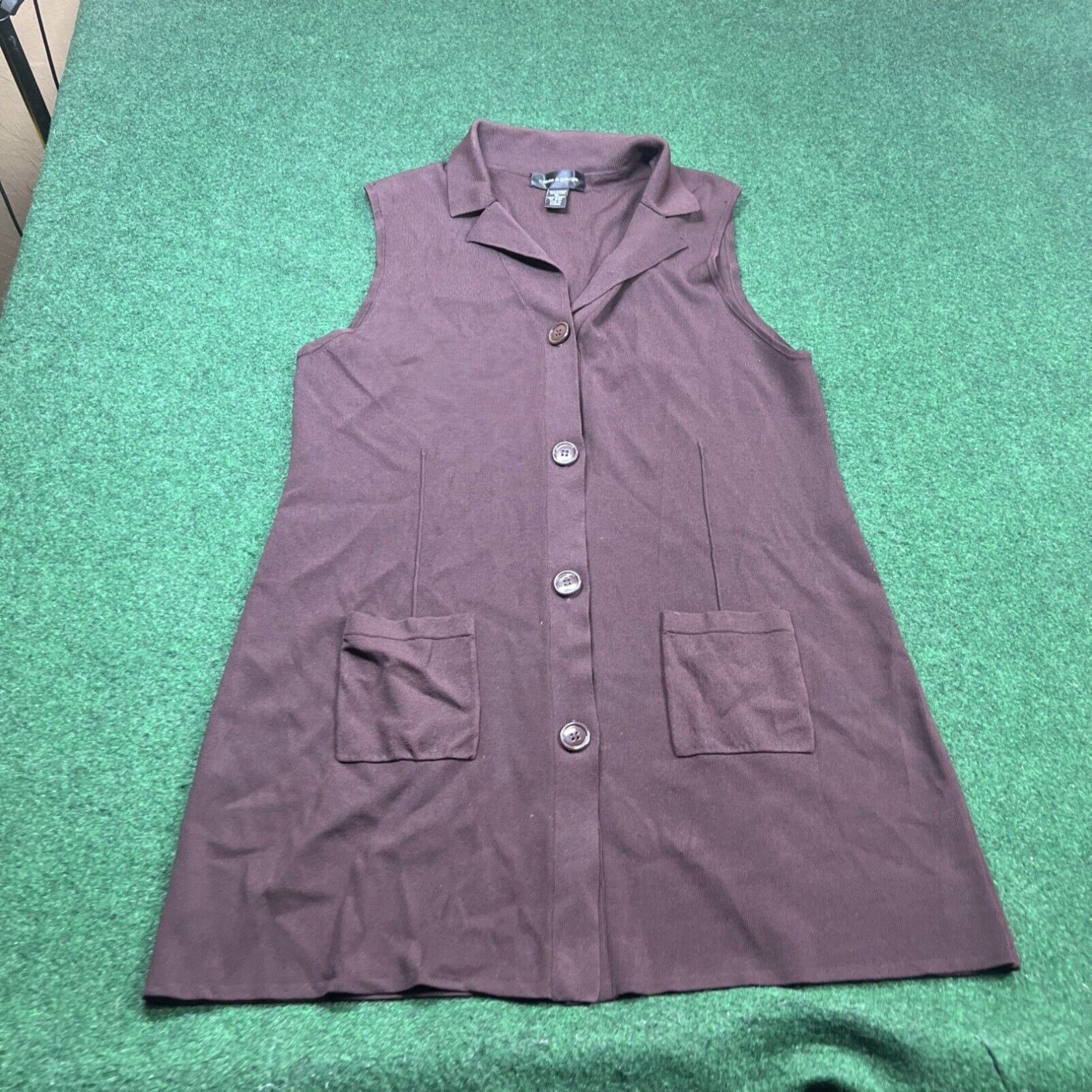 Vintage Cable & Gauge Sport Dress Button Women's XL Sleeveless 2 Pockets Brown Size XL / US 12-14 / IT 48-50 - 1 Thumbnail