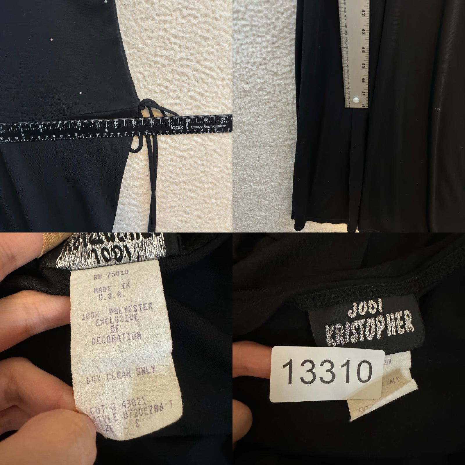 Vintage VINTAGE 90s Y2K Jodi Kristopher Maxi Dress Black One Shoulder Rhinestone Bling Cocktail S Womens Size S / US 4 / IT 40 - 8 Thumbnail