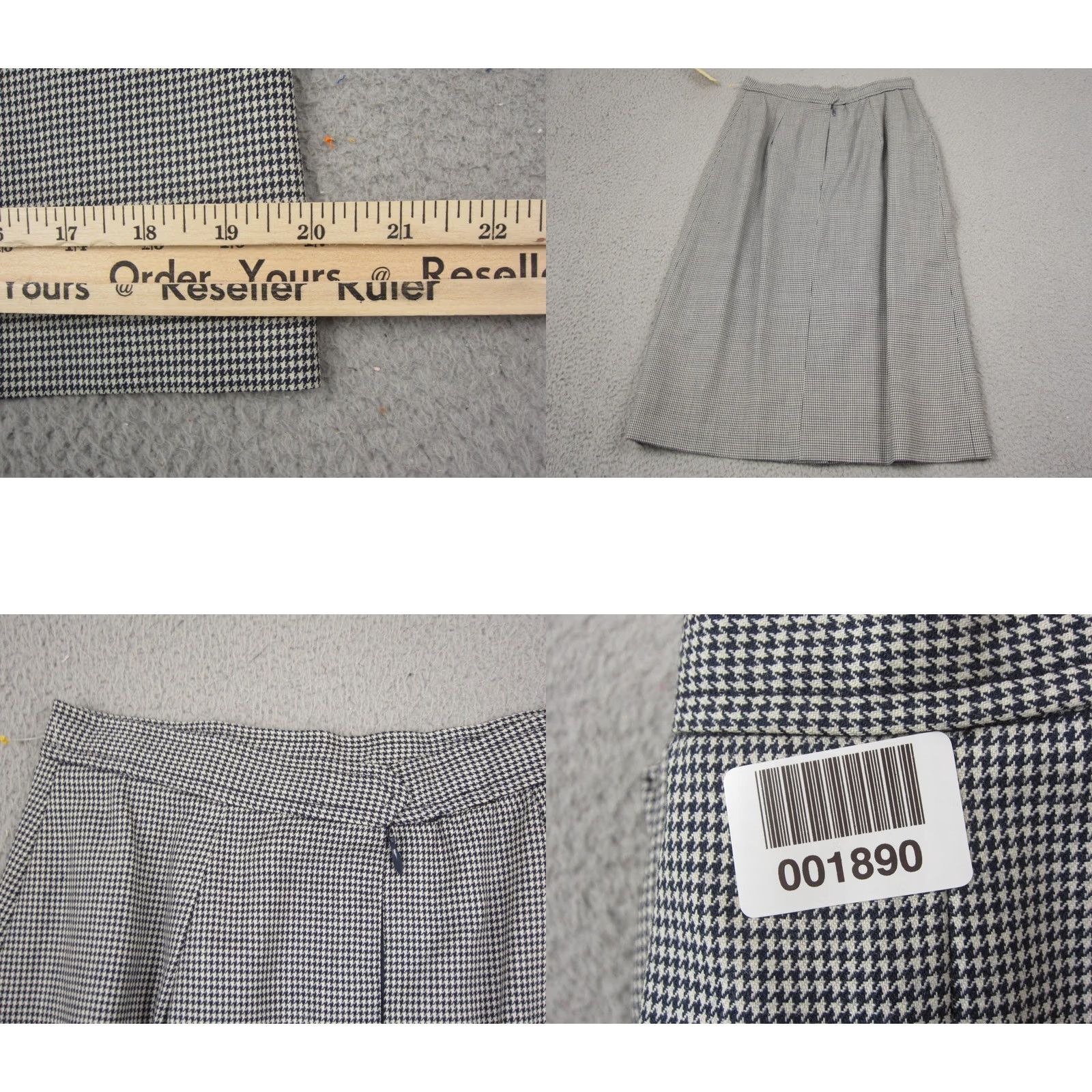 Evan Picone VINTAGE Evan Picone Skirt Womens 8 Gray Houndstooth 100% Wool A-Line 70s 80s 90s City Size 30" / US 8 / IT 44 - 9 Thumbnail