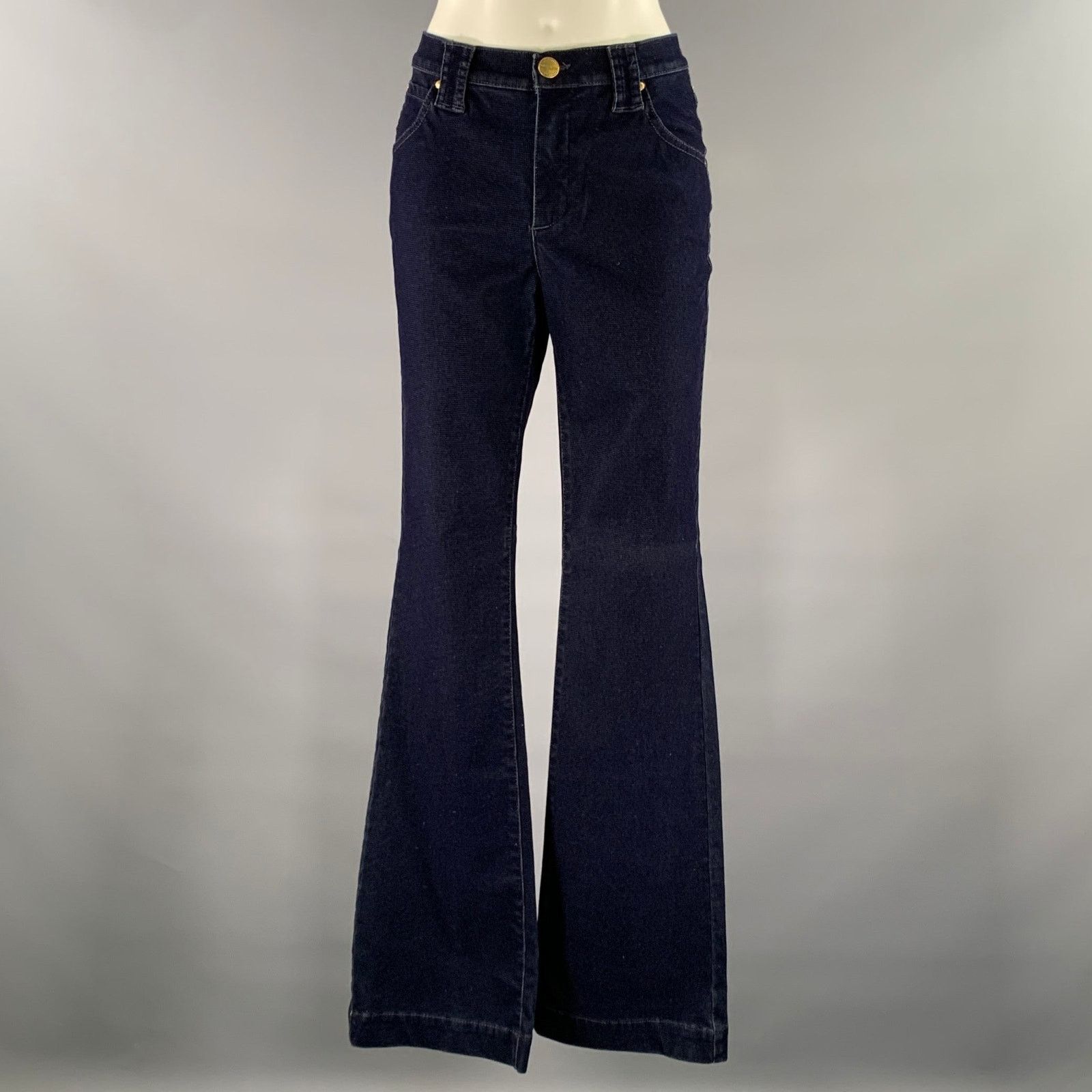 Other DISMERO Navy Velvet Grid Slim Bootcut Pants - Size 29 Size US 29 - 1 Thumbnail