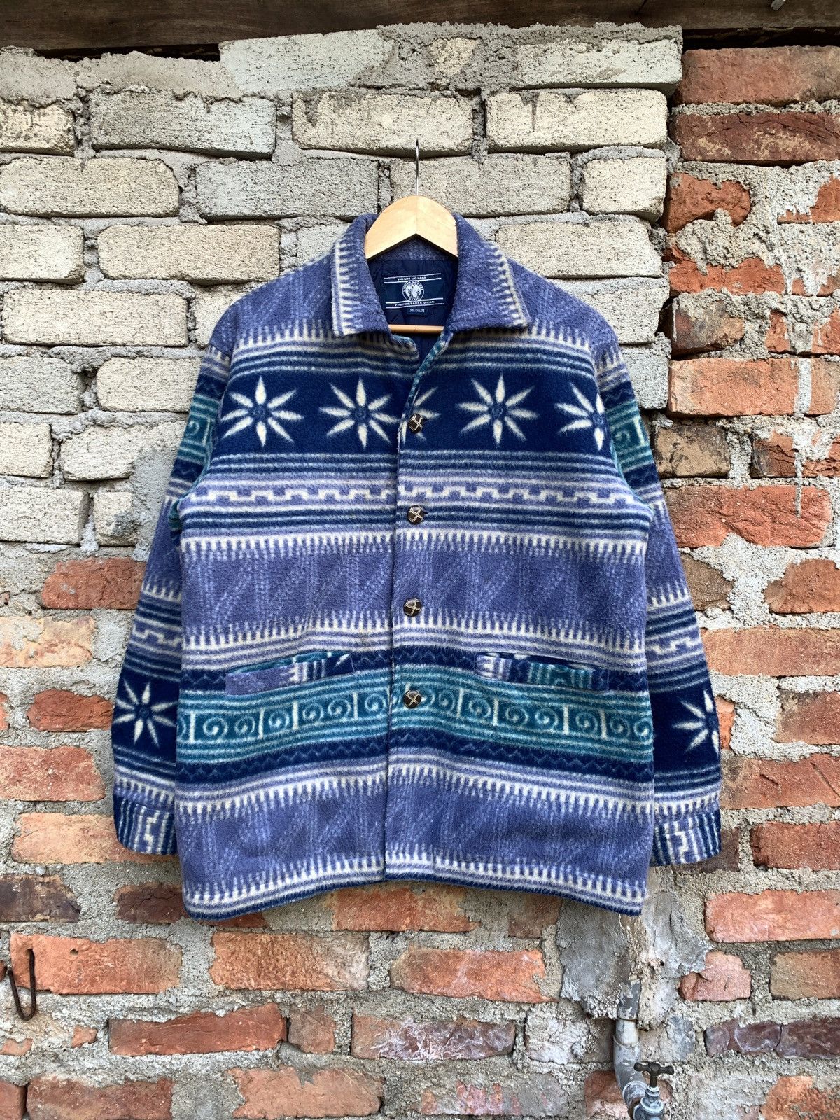 image of Virgin Voyage Navajo Aztec Jacket in Blue, Men's (Size Large)