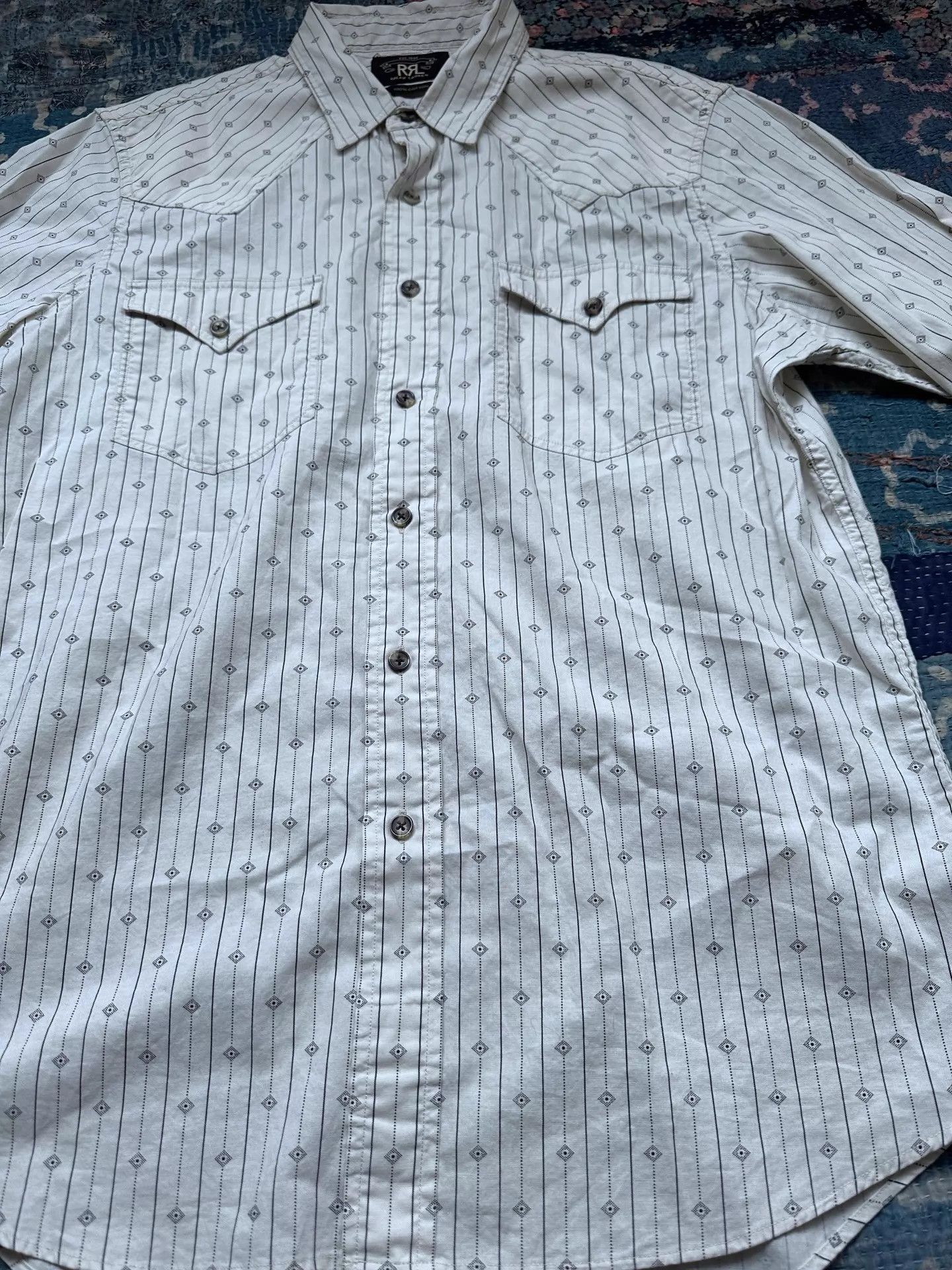 RRL Ralph Lauren rrl Vintage Western Print Striped Shirt L Size US L / EU 52-54 / 3 - 3 Thumbnail