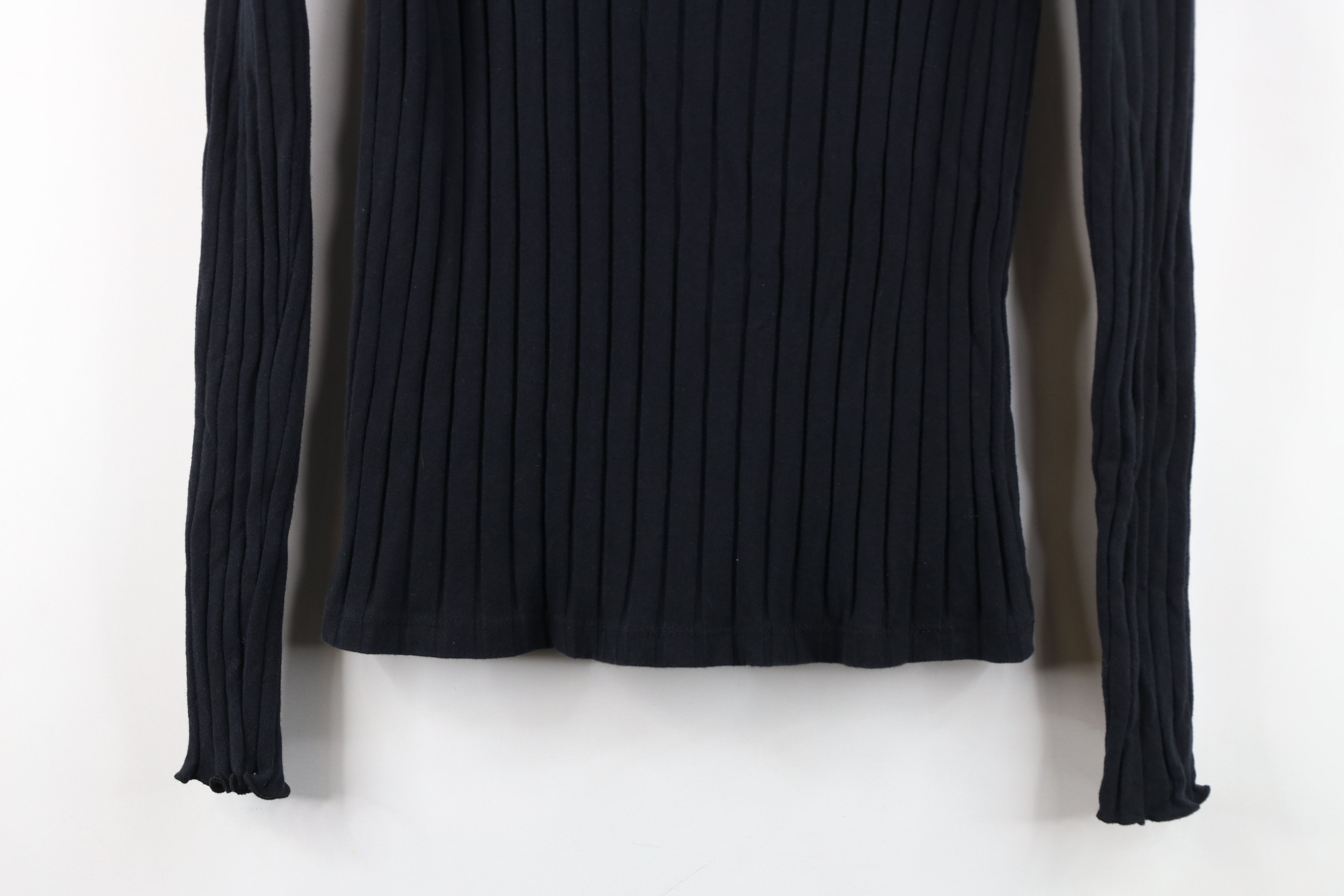 Madewell Madewell Blank Ruffled Ribbed Knit Turtleneck T-Shirt Black Size M / US 6-8 / IT 42-44 - 3 Thumbnail