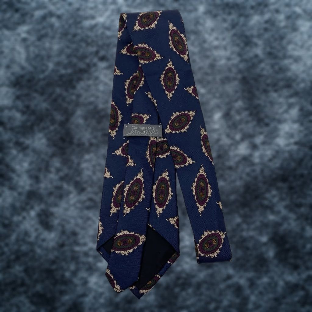 Lord & Taylor VINTAGE LORD & TAYLOR Silk Tie Blue Purple Medallion Geometric Hand Sewn Size ONE SIZE - 1 Thumbnail