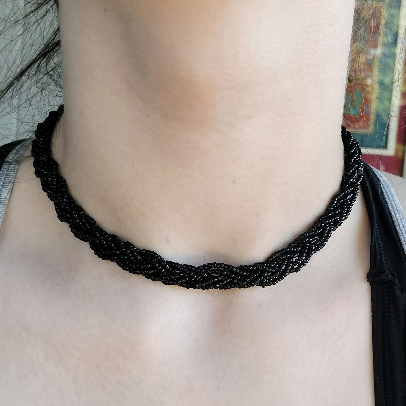 Vintage Vintage 90s Y2K Necklace Choker Beaded Multi Strand Braided Size ONE SIZE - 2 Thumbnail