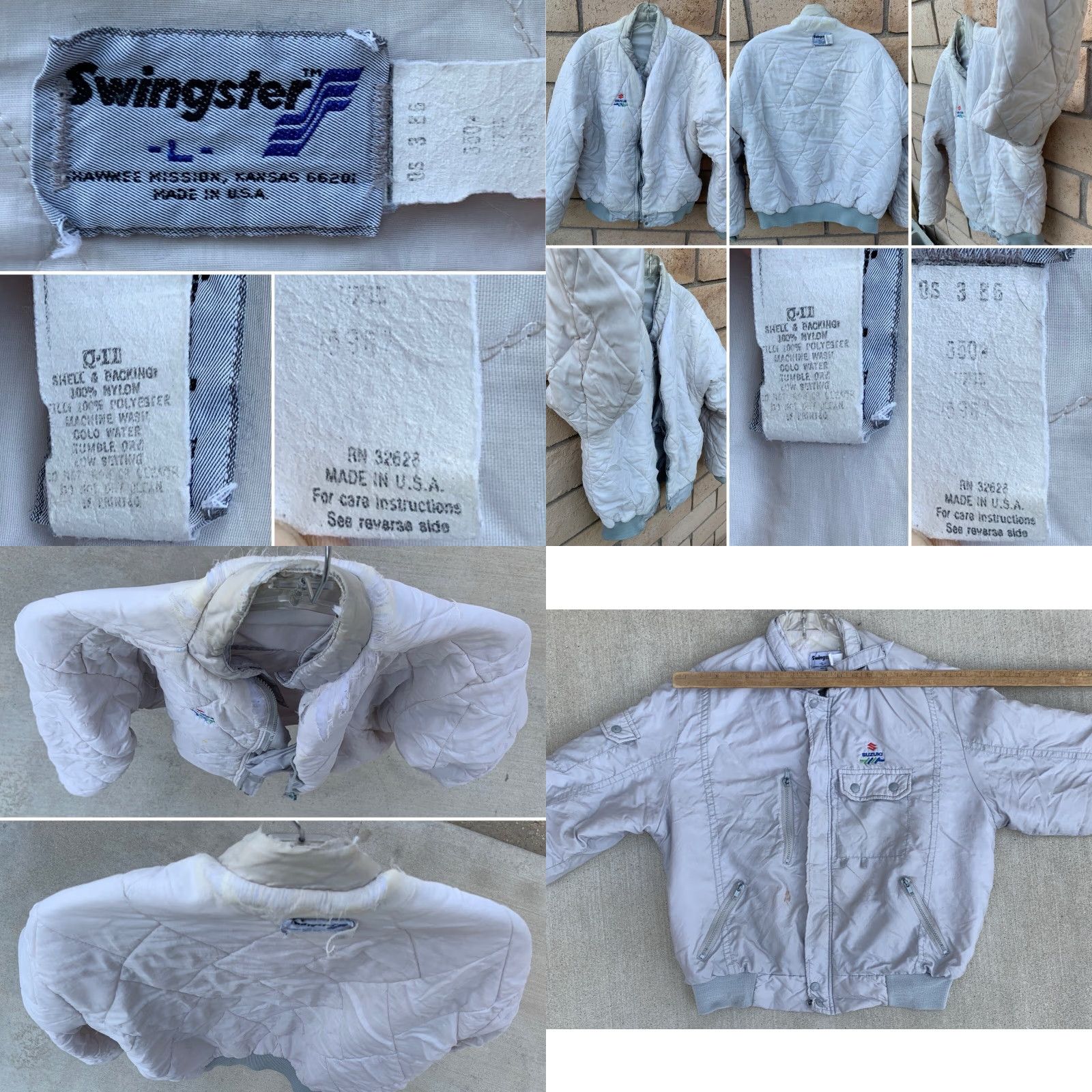 Vintage VINTAGE Swingster Jacket Motorcycle Jacket Mens L Gray Distressed Thrashed Distressed Racing Embroidered Logo Full Zip Notions As-Is Size US L / EU 52-54 / 3 - 10 Thumbnail