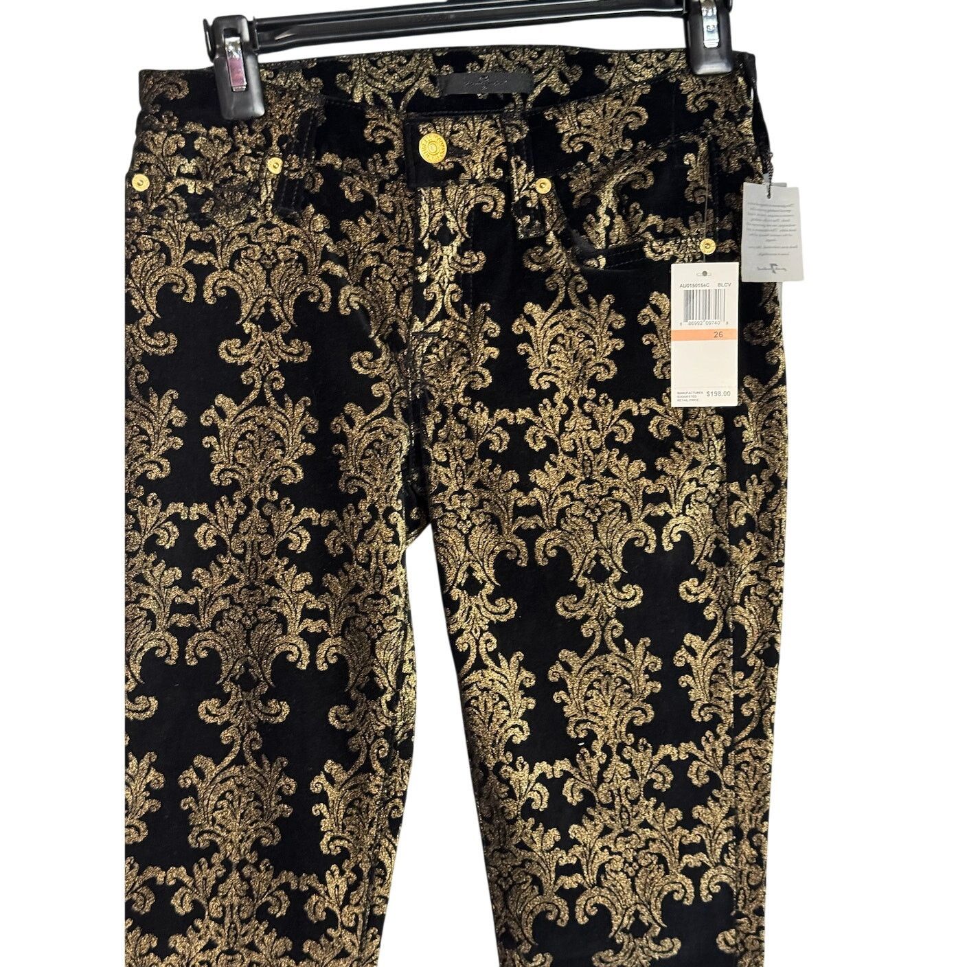 7 For All Mankind NWT Seven7 For All Mankind Brocade Black Gold Pants Holiday Size 26" / US 2 / IT 38 - 4 Thumbnail