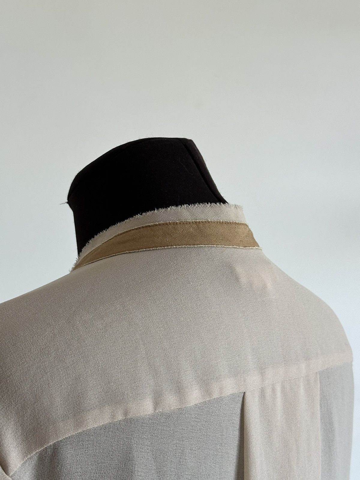 Helmut Lang Helmut Lang USA Raw Hem Leather Button Up Beige Long Shirt Size M / US 6-8 / IT 42-44 - 12 Thumbnail