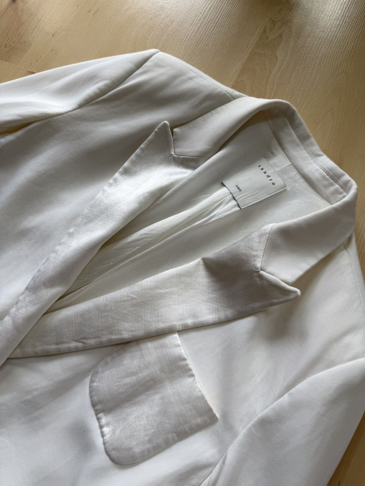 Sandro Sandro Paris White Tailored Blazer jacket Size M / US 6-8 / IT 42-44 - 4 Thumbnail