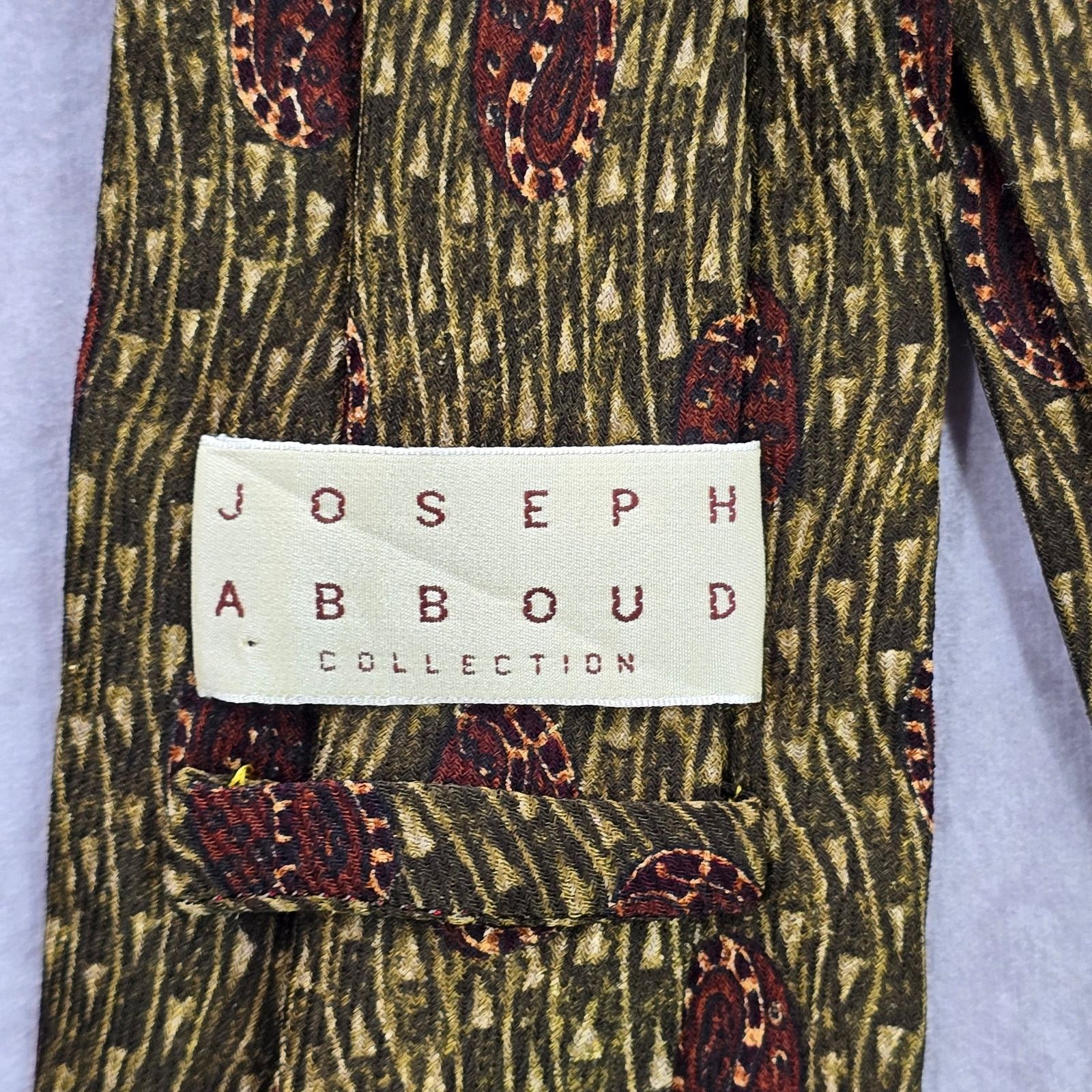 Joseph Abboud Joseph Abboud Green Brown Floral 100% Silk Men's Neck Tie Size 30 - 4 Thumbnail