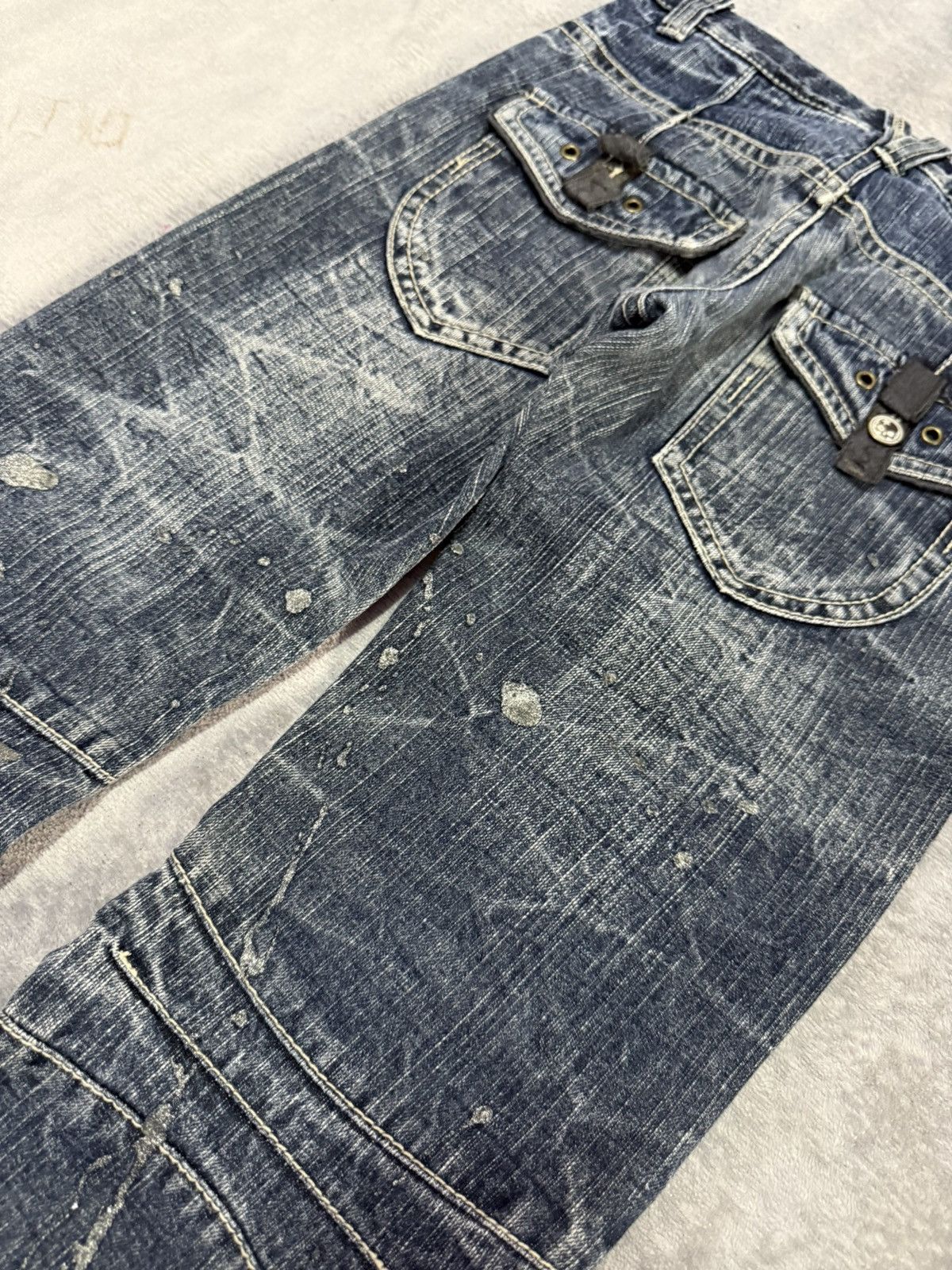 5351 POUR LES HOMMES × Japanese Brand × Le Grande Bleu (L.G.B.) Ba-Tsu Studio Kevlar Paint glitter Heavy Wash Jeans Size US 27 - 15 Thumbnail