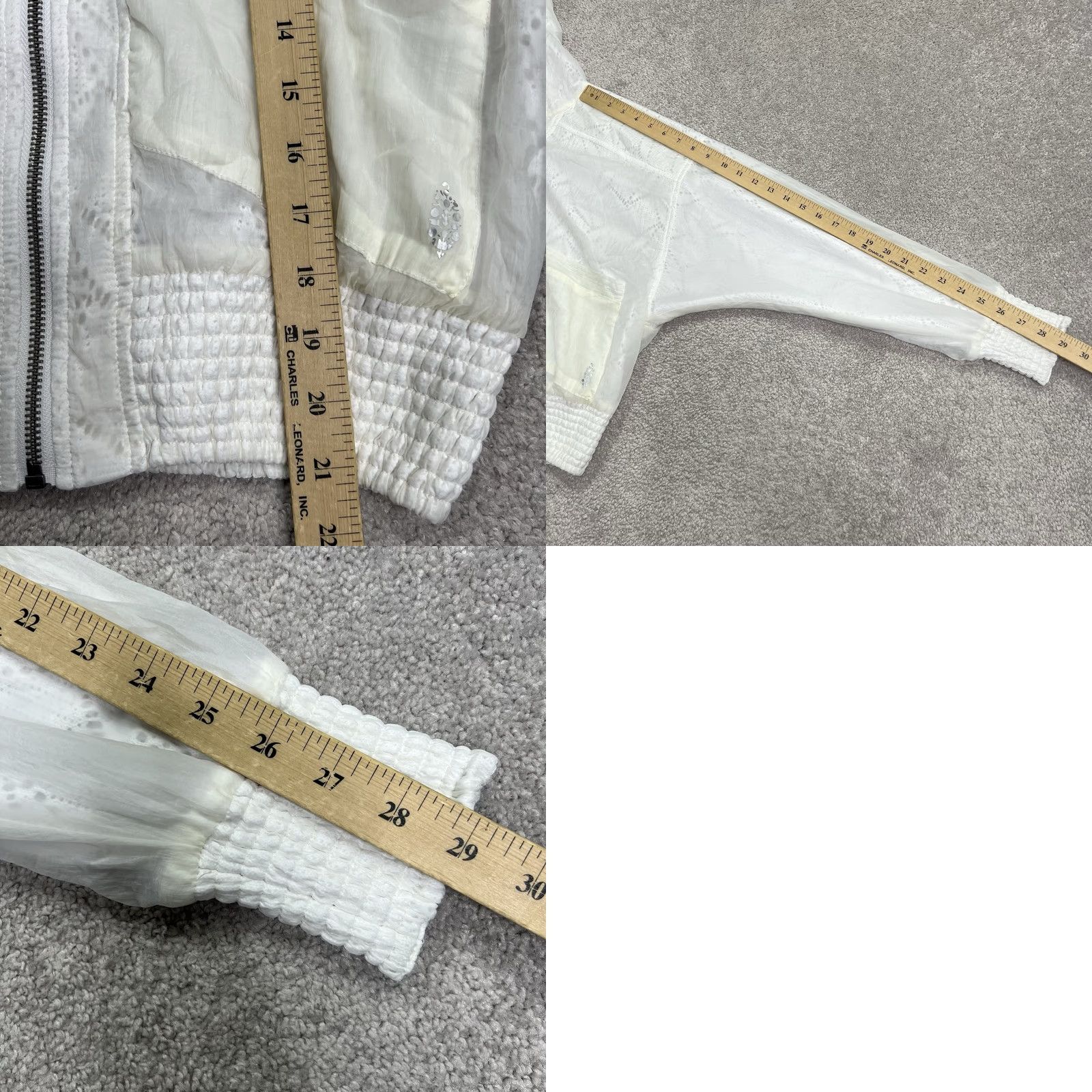 Free People VINTAGE? No. FP Free People Movement White Jacket XS Eyelet Sheer Crop Windbreaker Hoodie NWT Size XS / US 0-2 / IT 36-38 - 9 Thumbnail