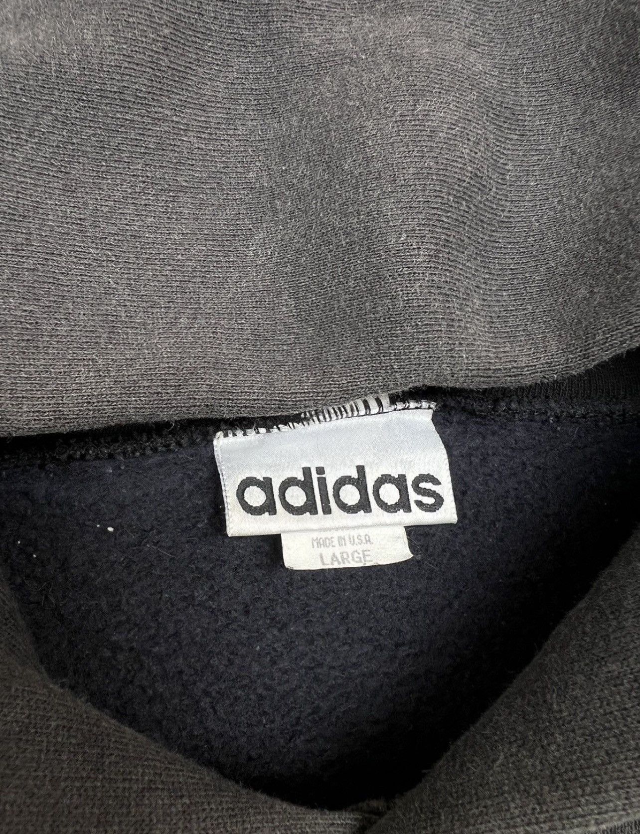 Vintage Vintage 90s Adidas Distressed Sunfaded Baggy Black Hoodie Size US XL / EU 56 / 4 - 8 Thumbnail