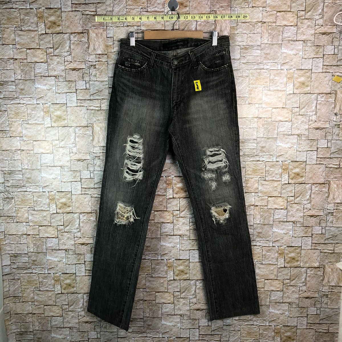 Schlussel Black Distressed ripped Denim Pants #A1045